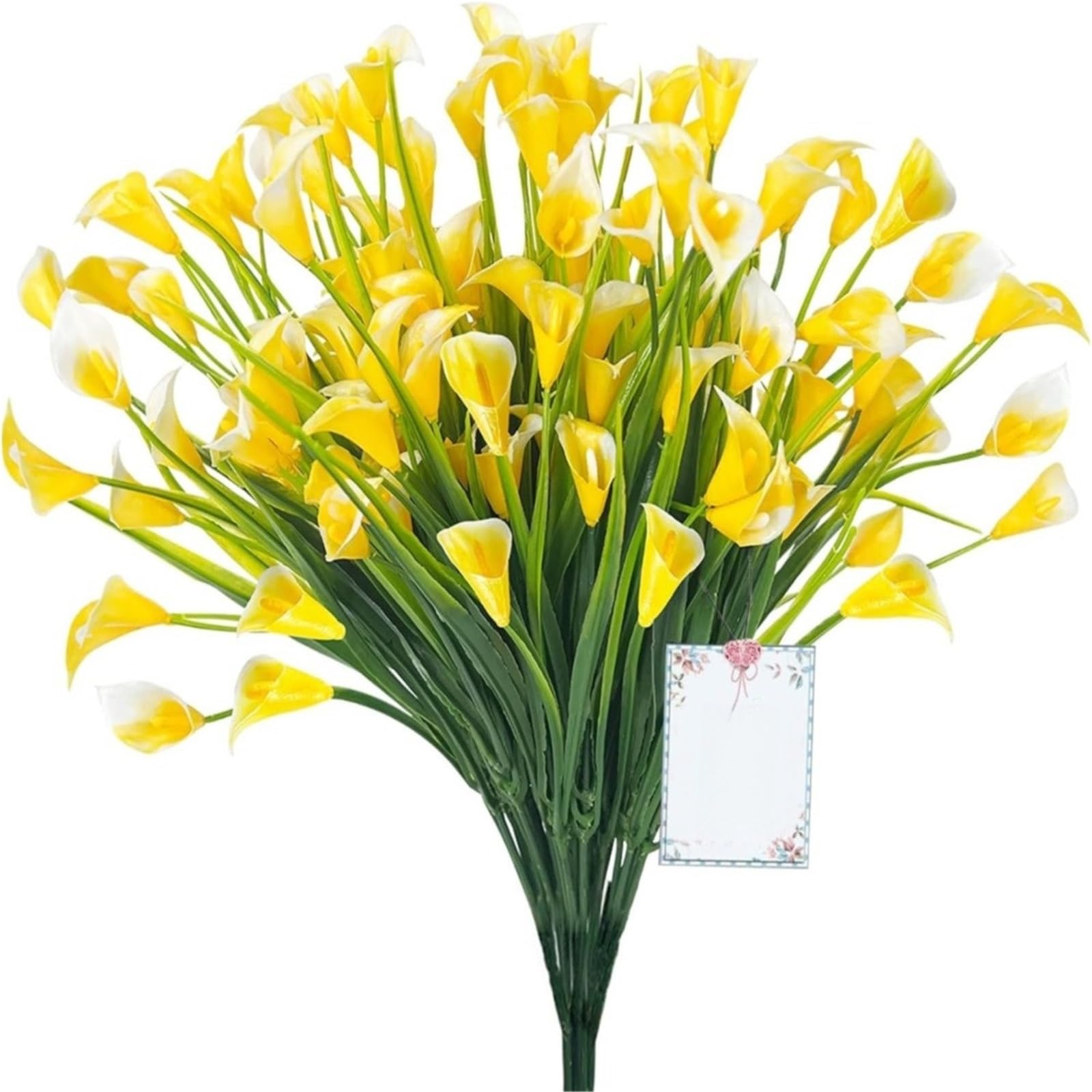 Dcrxz Artificial Flowers 10PCS 33cm Artificial Calla Lily Bouquet Plastic UV Protection Calla Lily Artificial Flowers Fake Flowers Garden Wedding(Yellow)