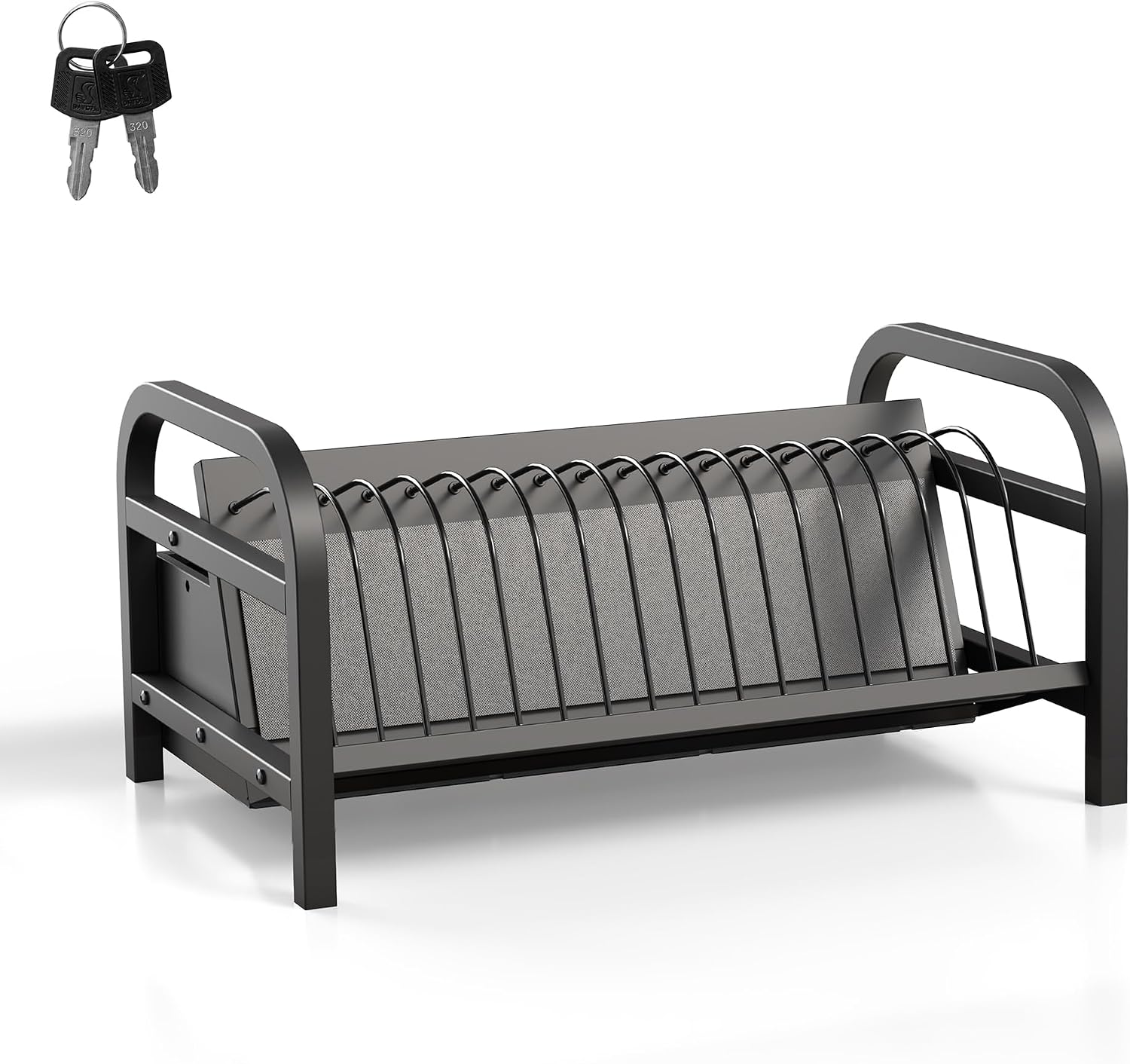 VIVO Black 16-Bay Locking Laptop Open Charging Station, STAND-LAPC3-L