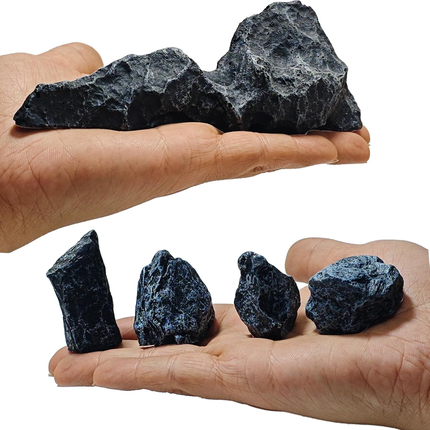 Kai Dream 6 Pcs Miniature Mountain Diorama Rocks | Black Fake Terrain Stones for Micro Landscape Train Model Railway Sand Table Fairy Garden Decor