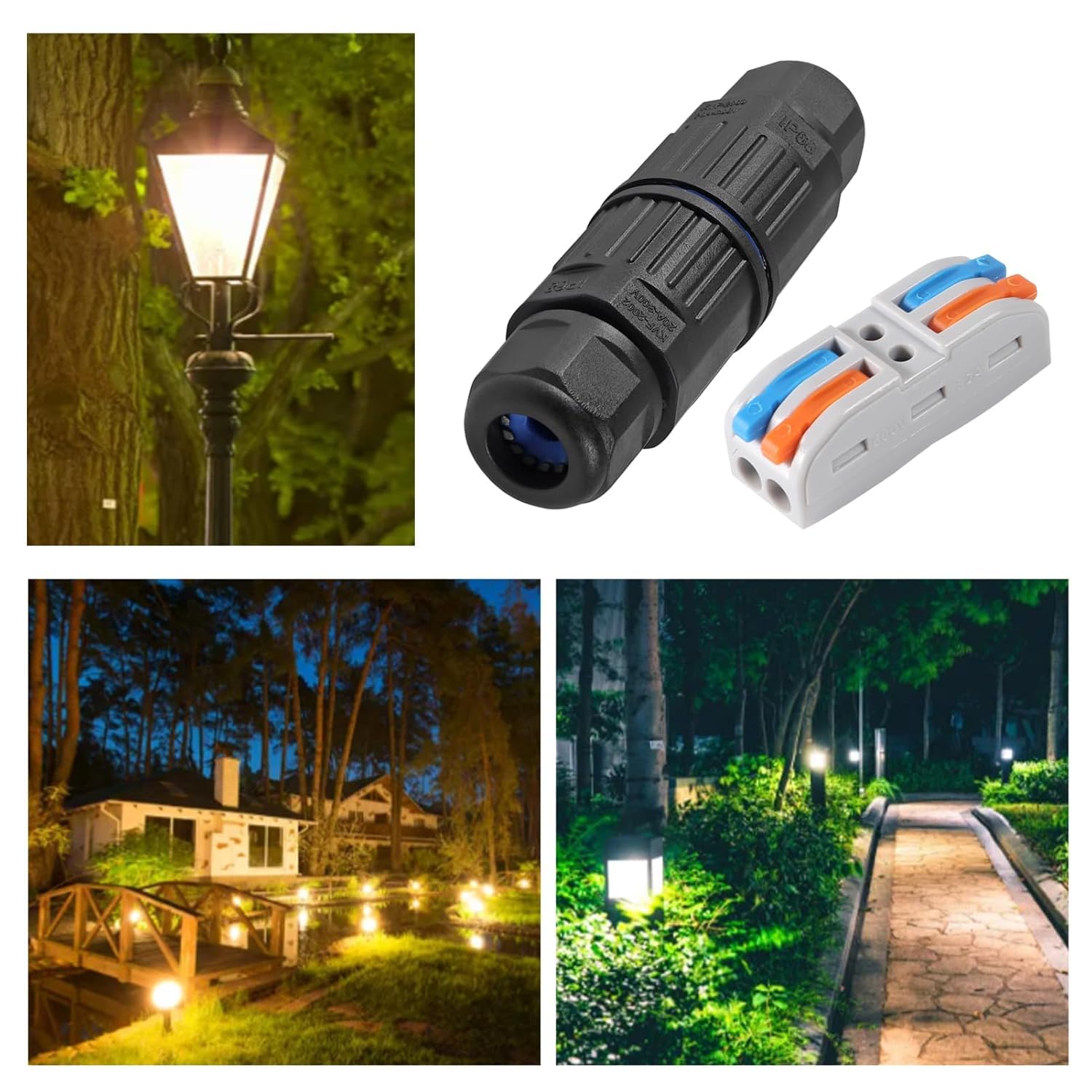 3PCS Upgraded Junction Box Outdoor Waterproof IP68, CDF 2P 2Pole Wire Connector, Replaceable Lever Wire Connectors for AWG 28-12