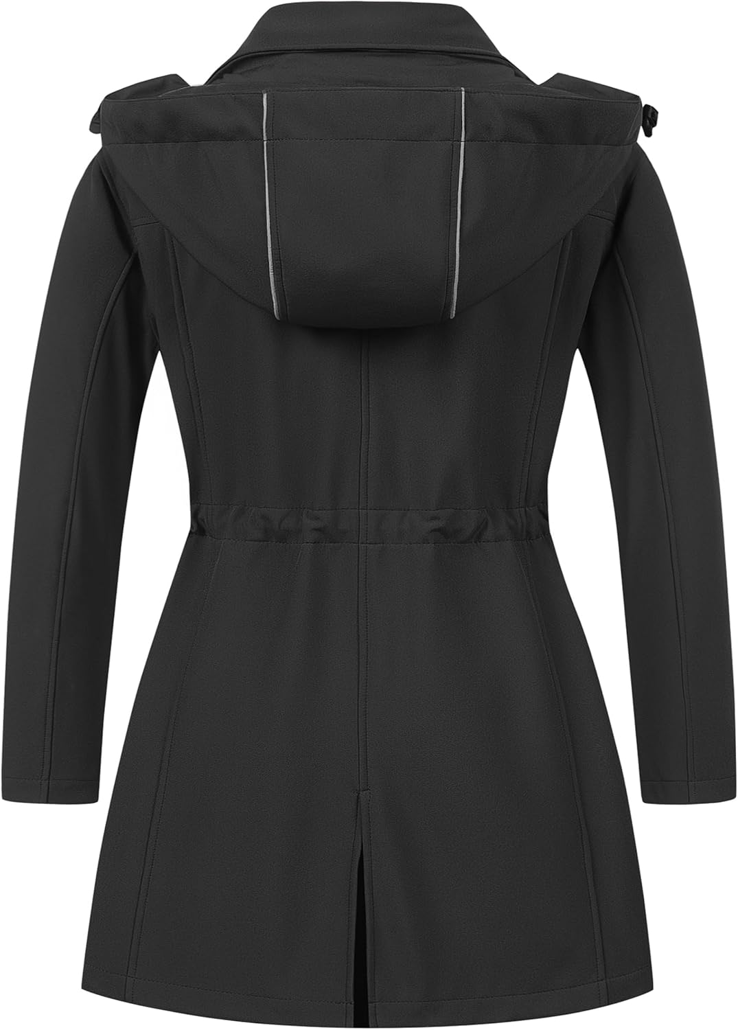 CREATMO US Women's Plus Size Long Softshell Jacket Waterproof Fleece Lined Rain Jacket Lightweight Windbreaker With Hood