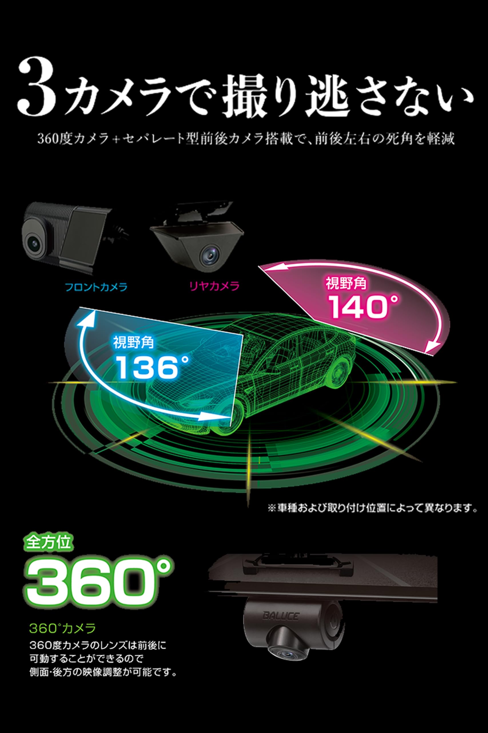Amazon | BAL(大橋産業) 360度録画ドライブレコーダー ミラー