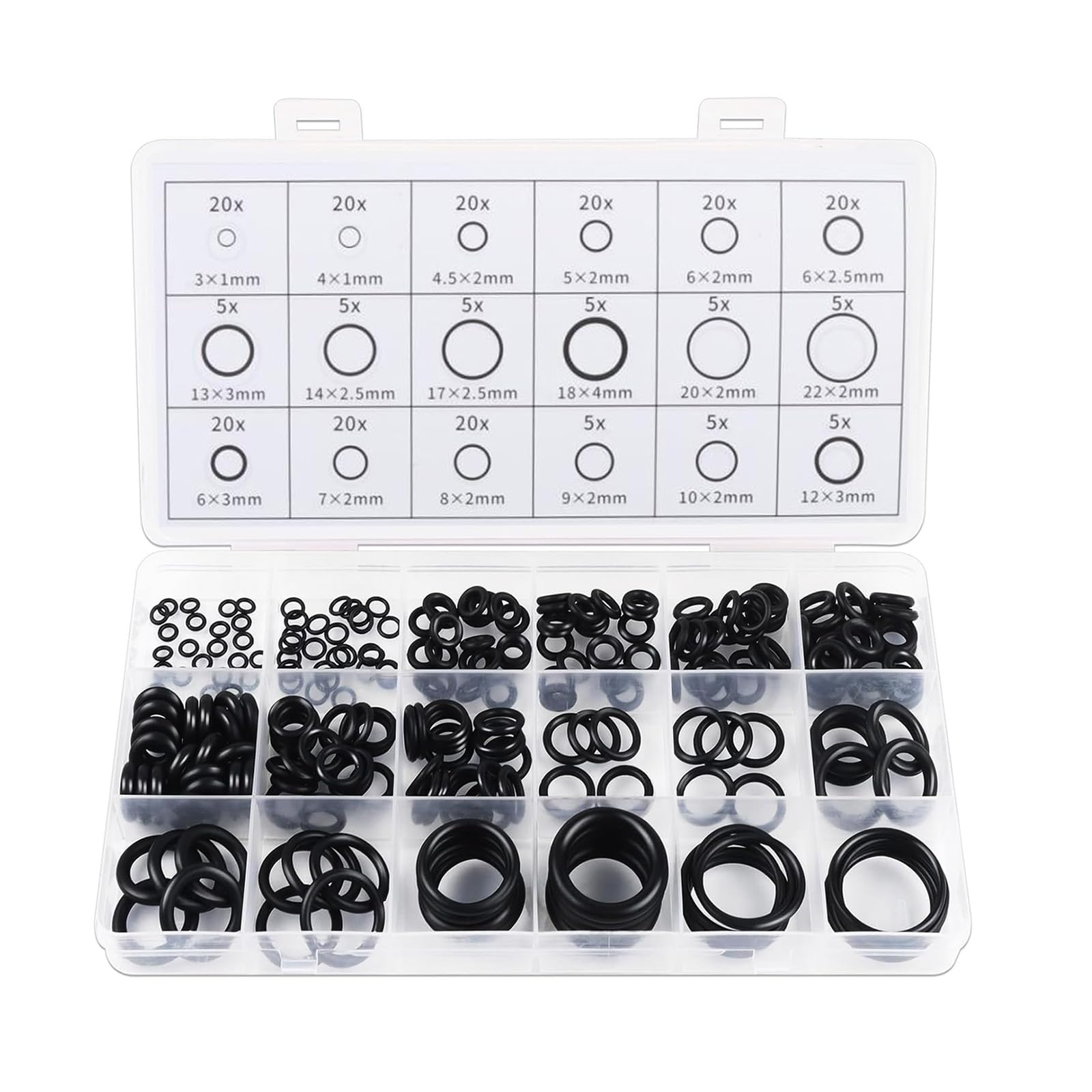 O Rings Set,Rubber Assorted Seal Kit,225 Pcs Ø 3-22 mm