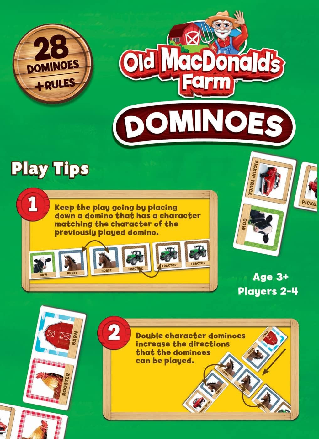 MasterPieces Kids Games - Old MacDonald's Farm Picture Dominoes - Game for Kids and Family