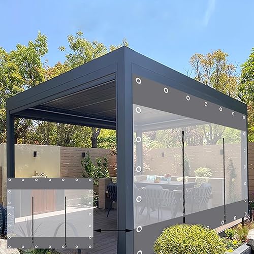 FENGZEQUAN Graue transparente Planen-Seitenwände, PVC-Kunststoffabdeckung for Pe