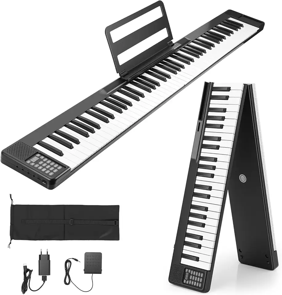 Teclado Musical 88 Teclas, Teclado Musical Iniciantee e Intermediários, Teclado Instrumento, Teclado Piano 88 Teclas, Piano Eletrico, com Pedal e MIDI