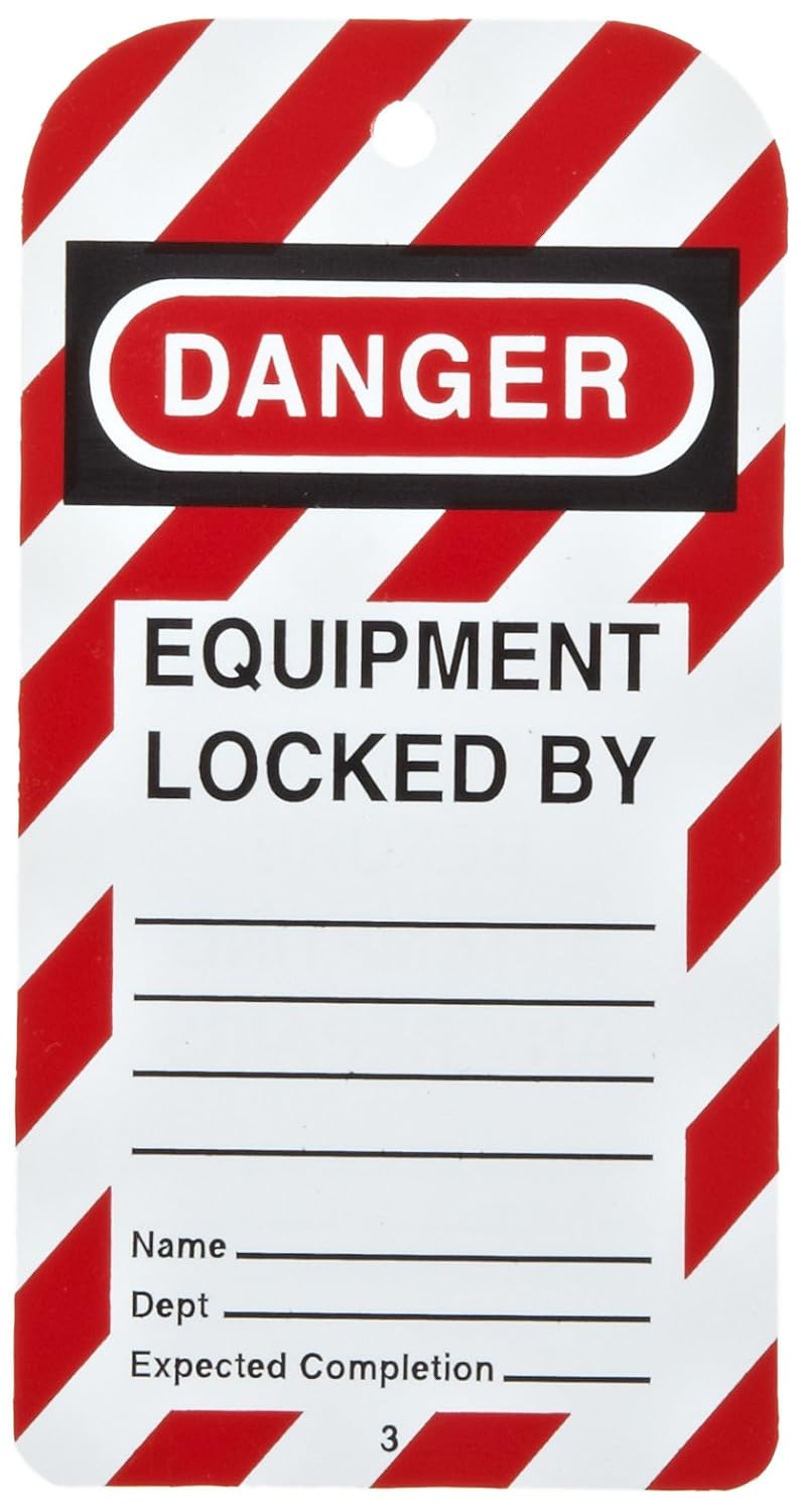 North Safety "Danger - Lockout This Machine Before Attempting Any Repairs" Two Sided Tag, Styrene, 5-3/4" Length, 3" Width (Pack of 25)