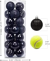 Vista 2 de 28 bolas de Navidad de 2.36”, irrompibles, con 4 acabados clásicos para decoración del árbol de Navidad