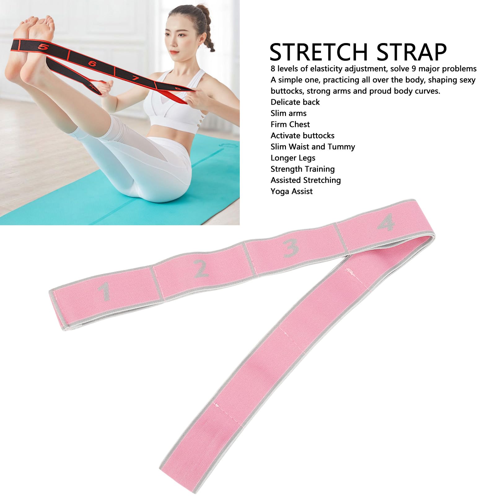 Naroote Stretch Band, Fitness Pneumatico Elastico Doppio Ispessimento Sostenibile 8 Sezione per Formazione