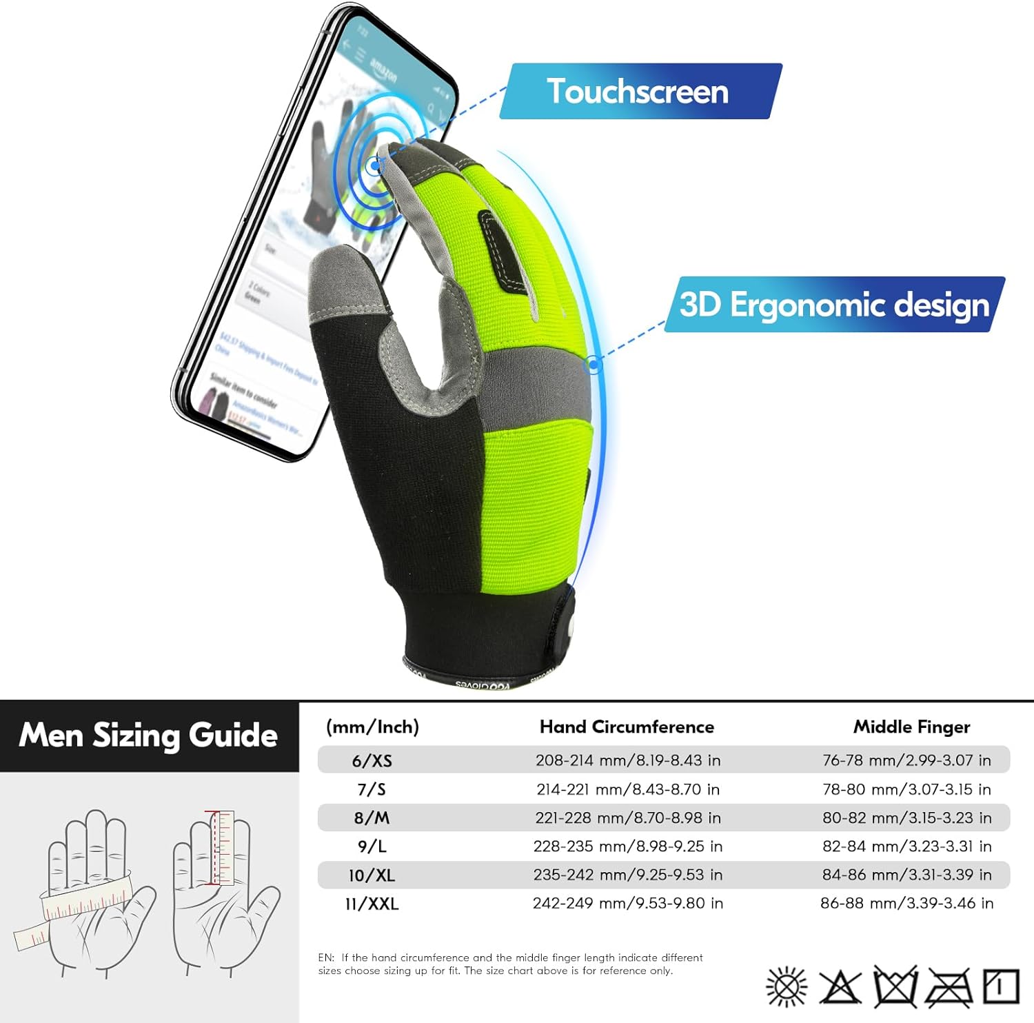 Vgo... 1Pair 5℃/41°F Winter Work Gloves Men, Cold Weather Waterproof Safety Work Gloves,Cold Storage or Freezer Glove - Image 6