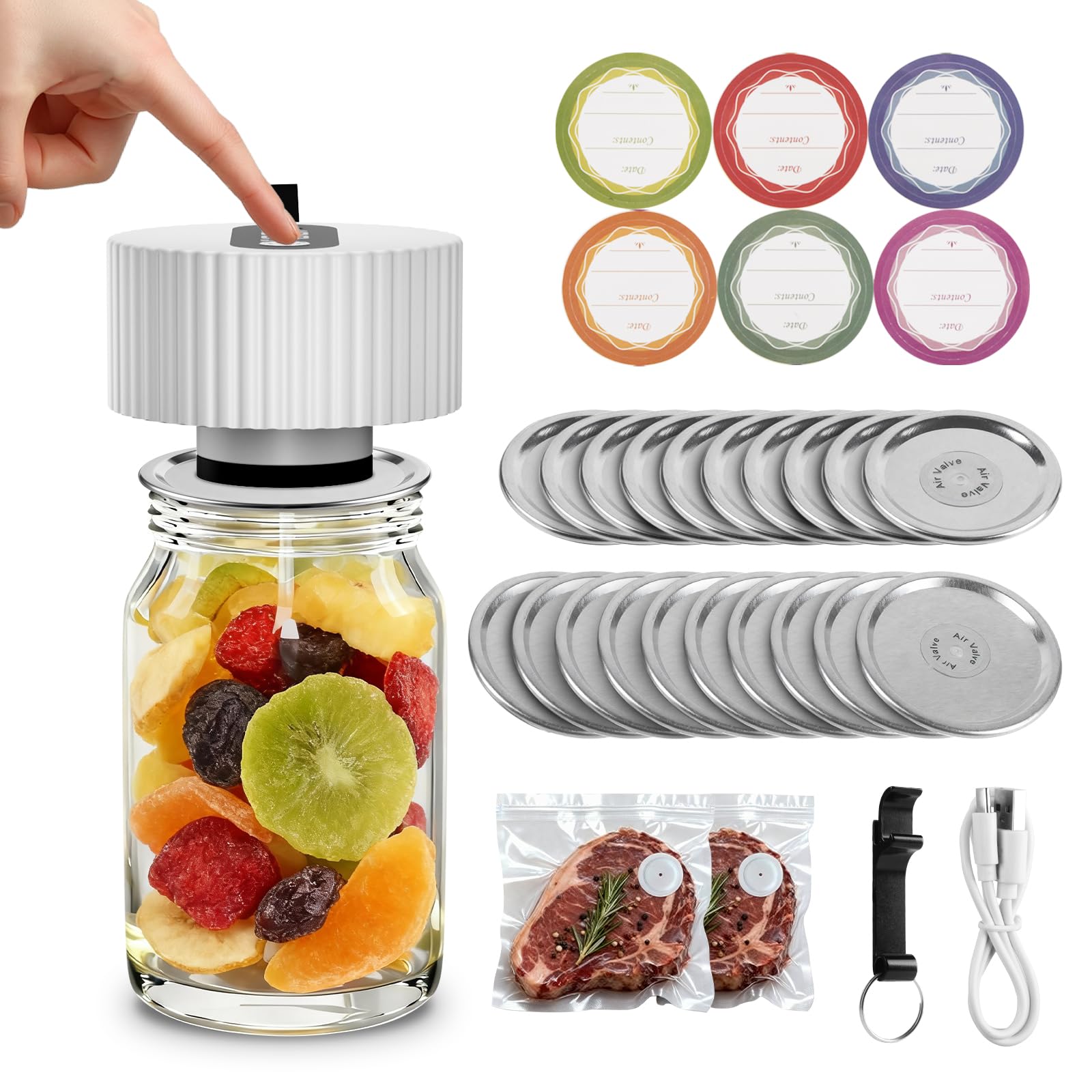 HAJACK 3-in-1 Electric Mason Jar Vacuum Sealer Kit