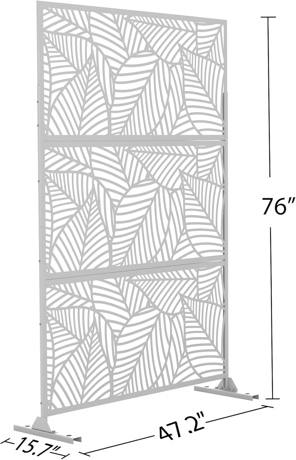 Elevens Free Decorative Privacy Screen with Stand, Outdoor Decor Privacy Fence Screen Metal Fence Panels, Outdoor Divider for Garden Patio Backyard, White-Blade (A-GE04010)