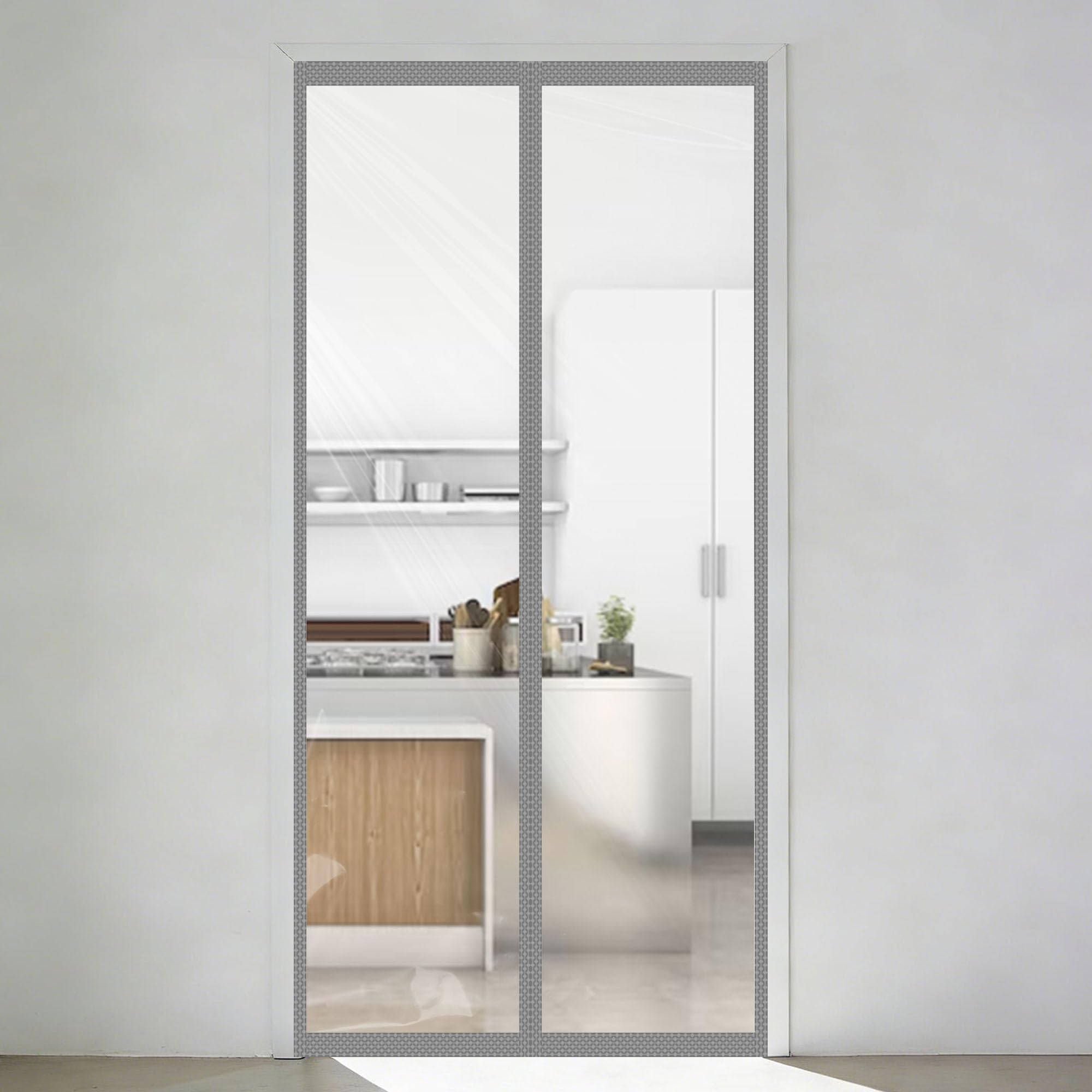 Rideau de porte thermique sans perçage contre le froid transparent EVA 60x227cm