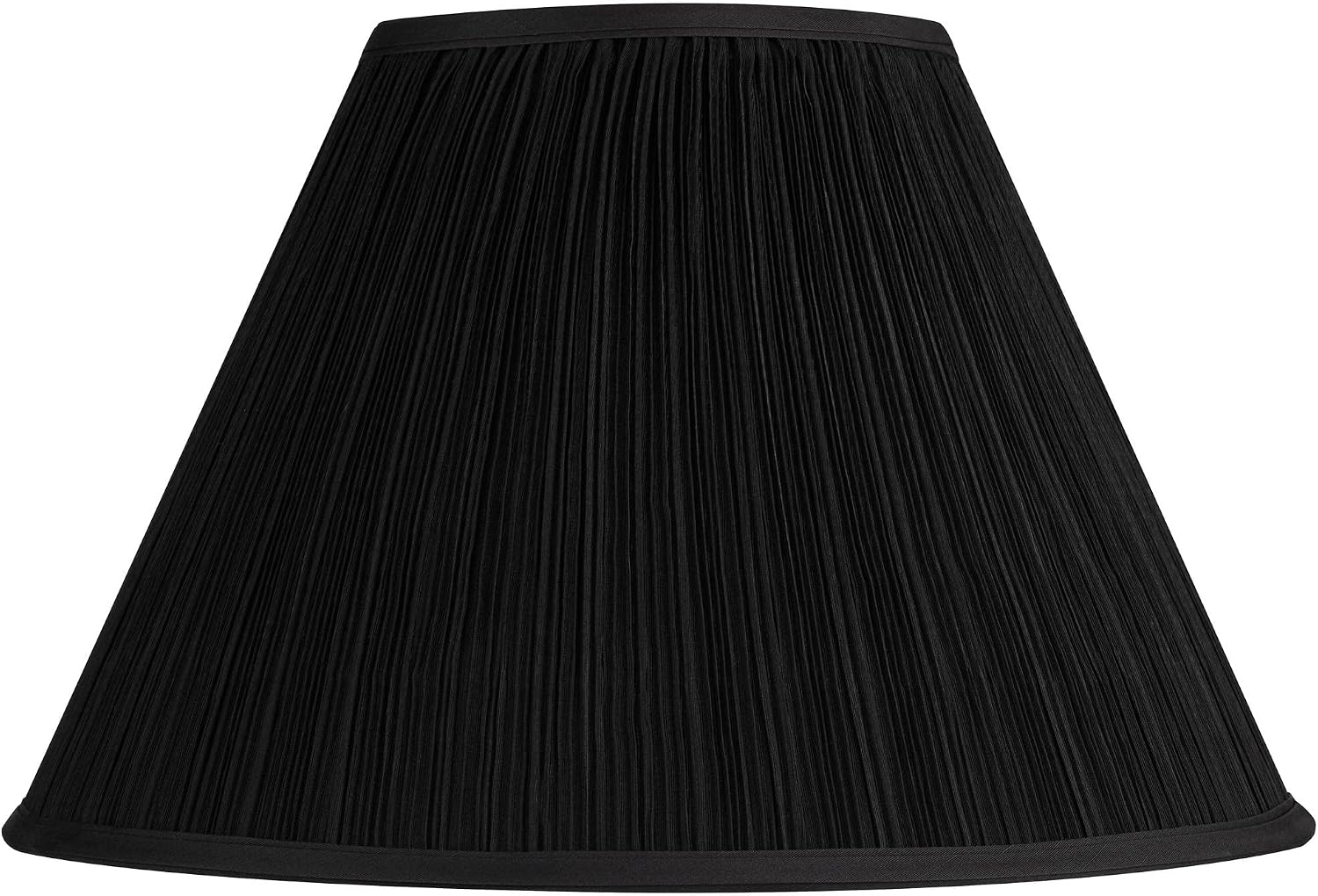 Set of 2 Mushroom Pleat Empire Lamp Shades Deep Black Large 7" Top x 17" Bottom x 11.5 Slant x 11" High Spider with Replacement Harp and Finial Fitting - Springcrest