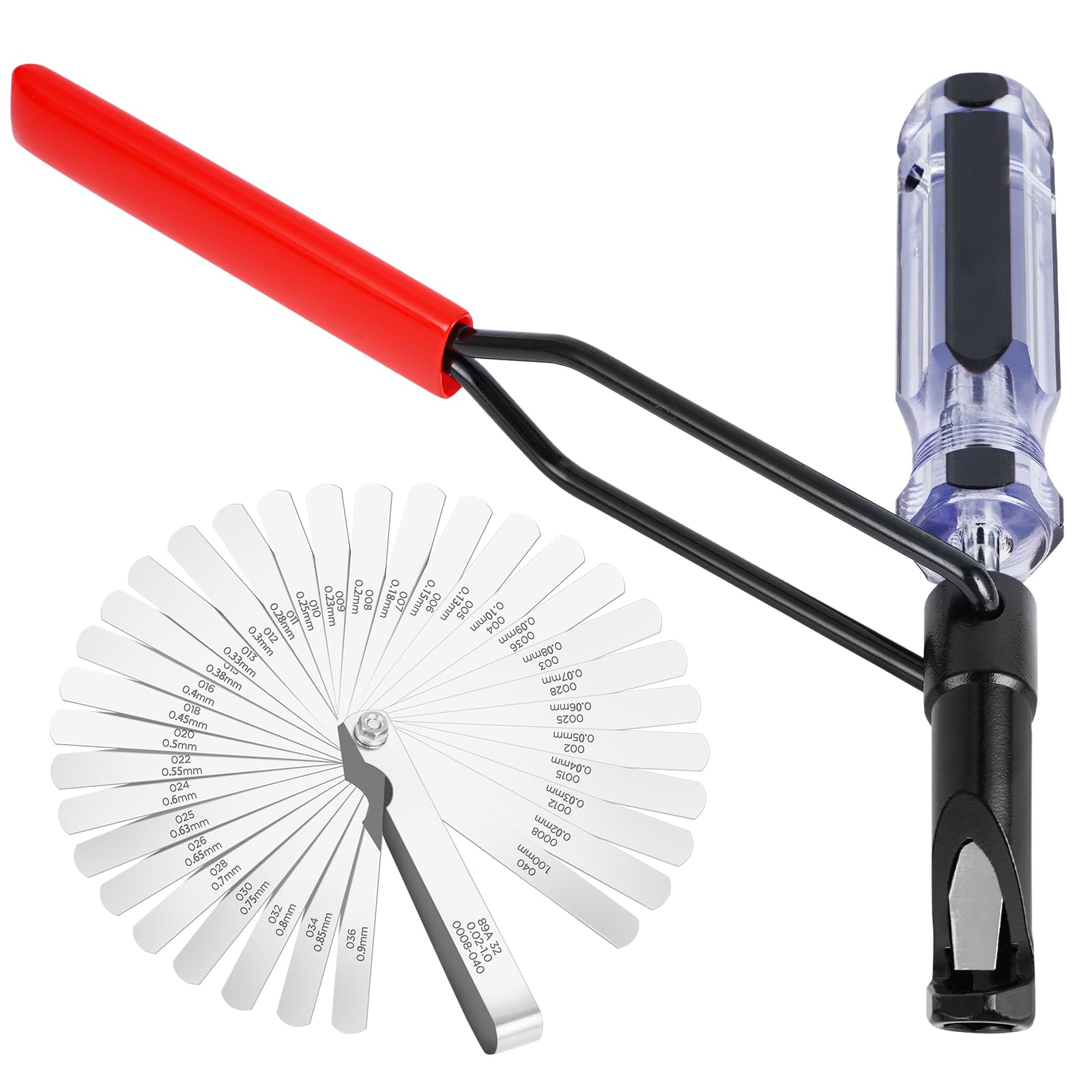 10mm Jam Nut Valve Adjustment Tool,Slotted Valve Adjusting Stud with 32 Pieces of Precision Feeler gauges,Valve Lash Adjustment Tool for Honda/Nissan/Toyota/Japanese car Engines