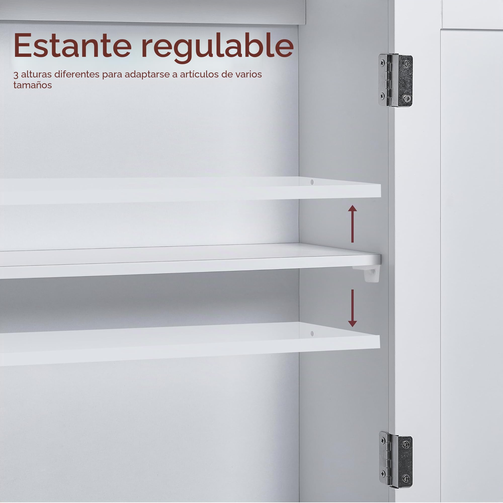 Home Discount - Armario de baño con un estante de almacenamiento montado en la pared, color blanco, modelo Priano.