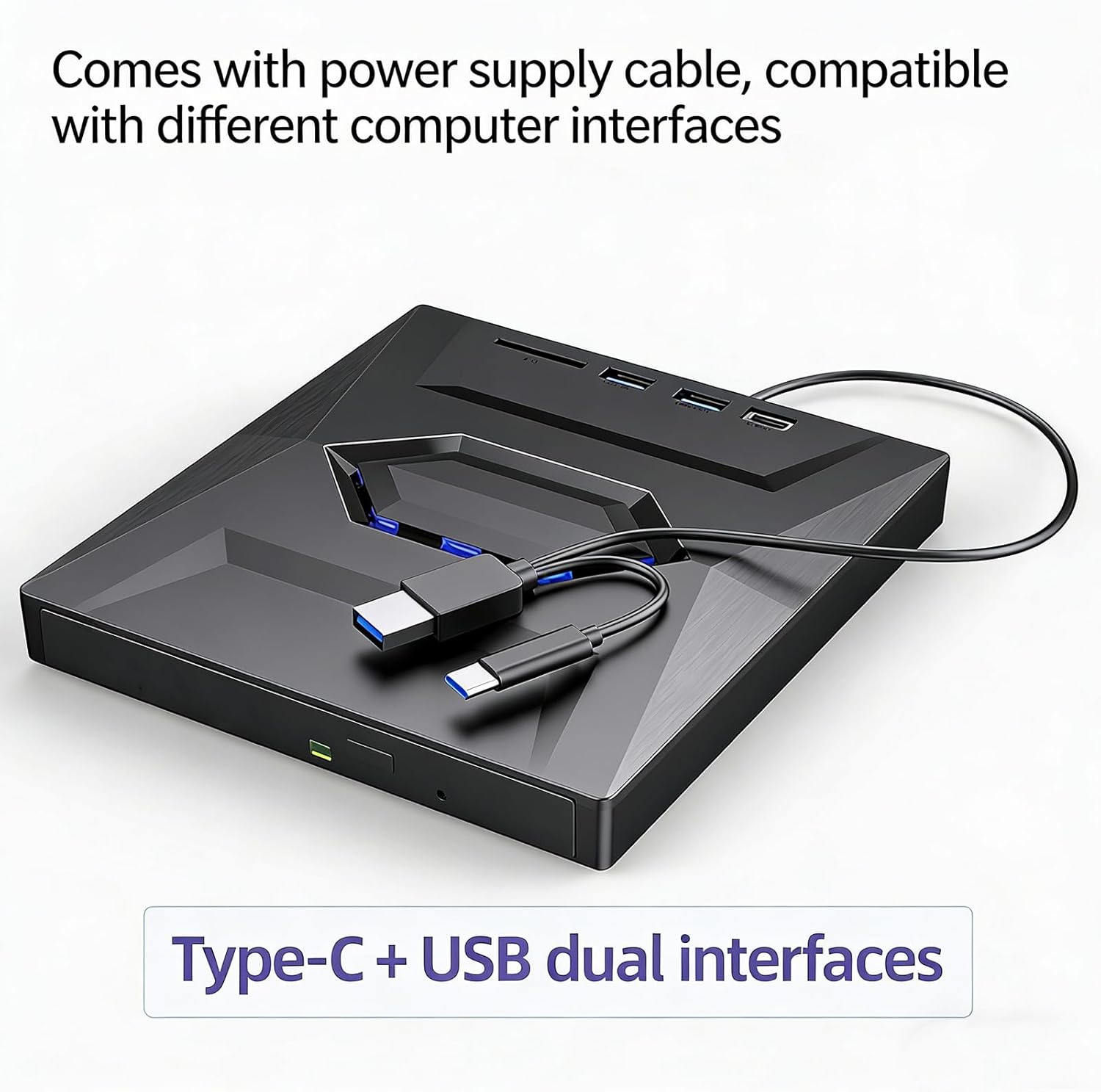 7-in-1 External USB DVD Drive & Blu-Ray Player, Retro Laptop Cd DVD Player USB C 3.0 Portable Cd Burner, External Blueray/DVD Drive for Pc (1PC)
