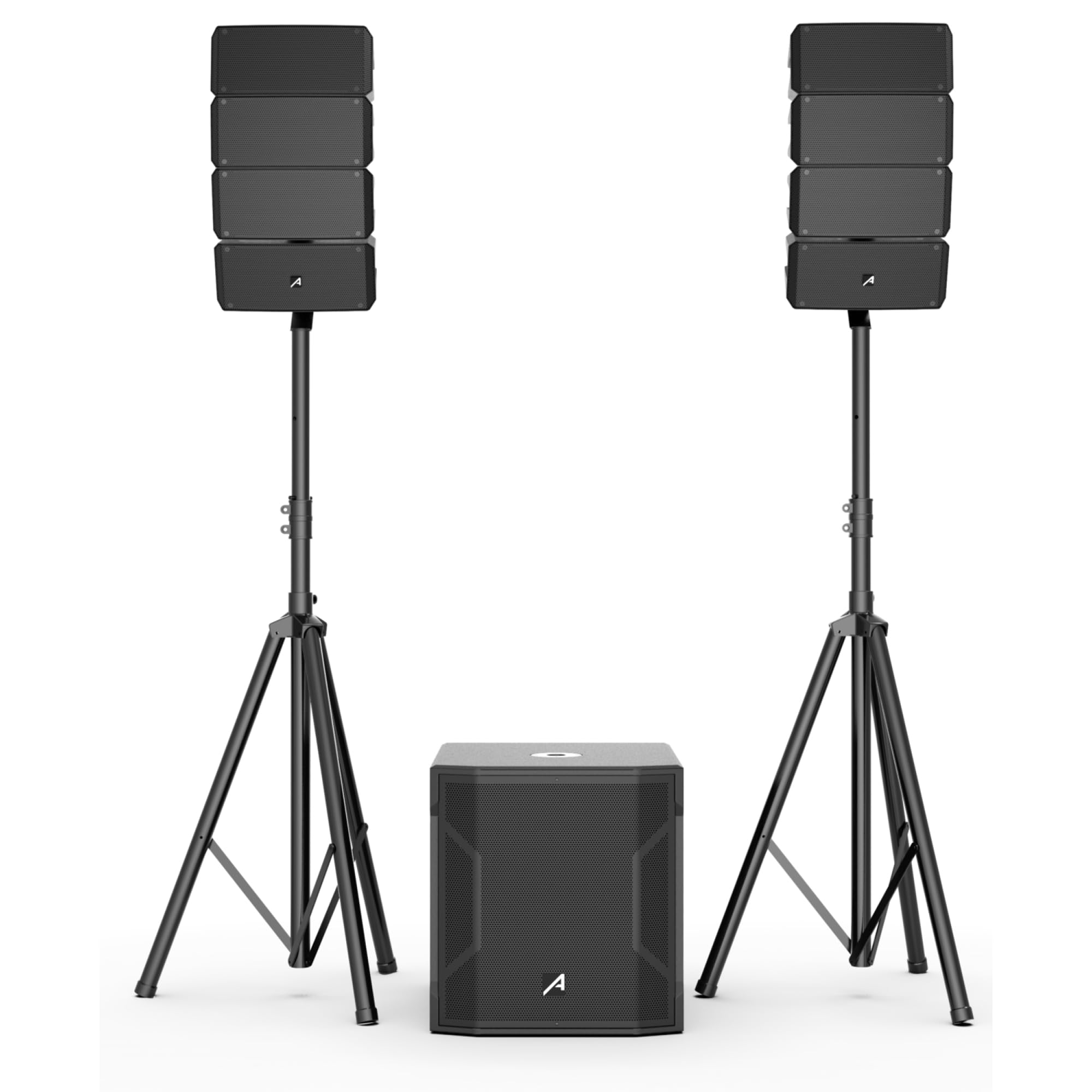 Audibax Seattle 500 - Set di Altoparlanti Stereo per Sistema PA - Line Array Compatto - Sistema a Colonne Attive - Potenza Subwoofer 300W RMS e Altoparlanti 100W+100W RMS - Connessione Bluetooth