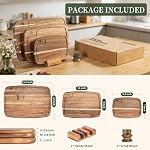 Acacia Wood Cutting Boards for Kitchen (Set of 3), Heavy Duty Chopping Board with Deep Juice Groove, Reversible Designed, Storage Stand & Oiling Brush