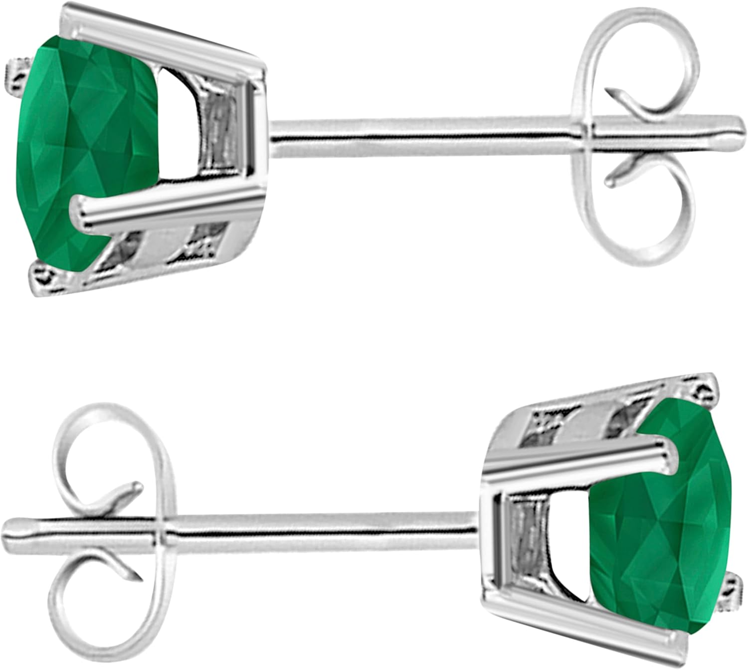 Aone Jewelry Round Emerald Earrings for Women in 14K Yellow and White Gold, 0.90 Carat Gemstone Stud Earrings, Wedding Jewelry Gift for Women