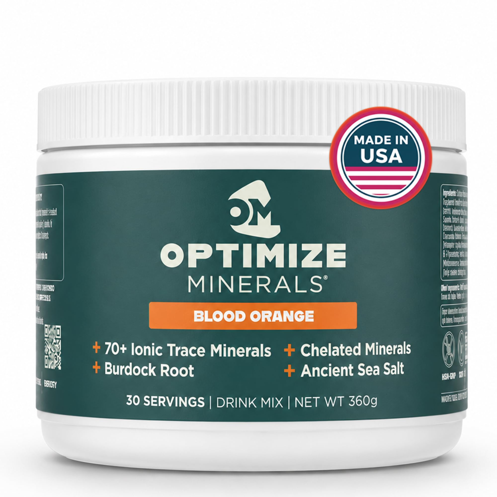 Optimize Minerals Trace Mineral Powder Supplement, Blood Orange 30 Servings