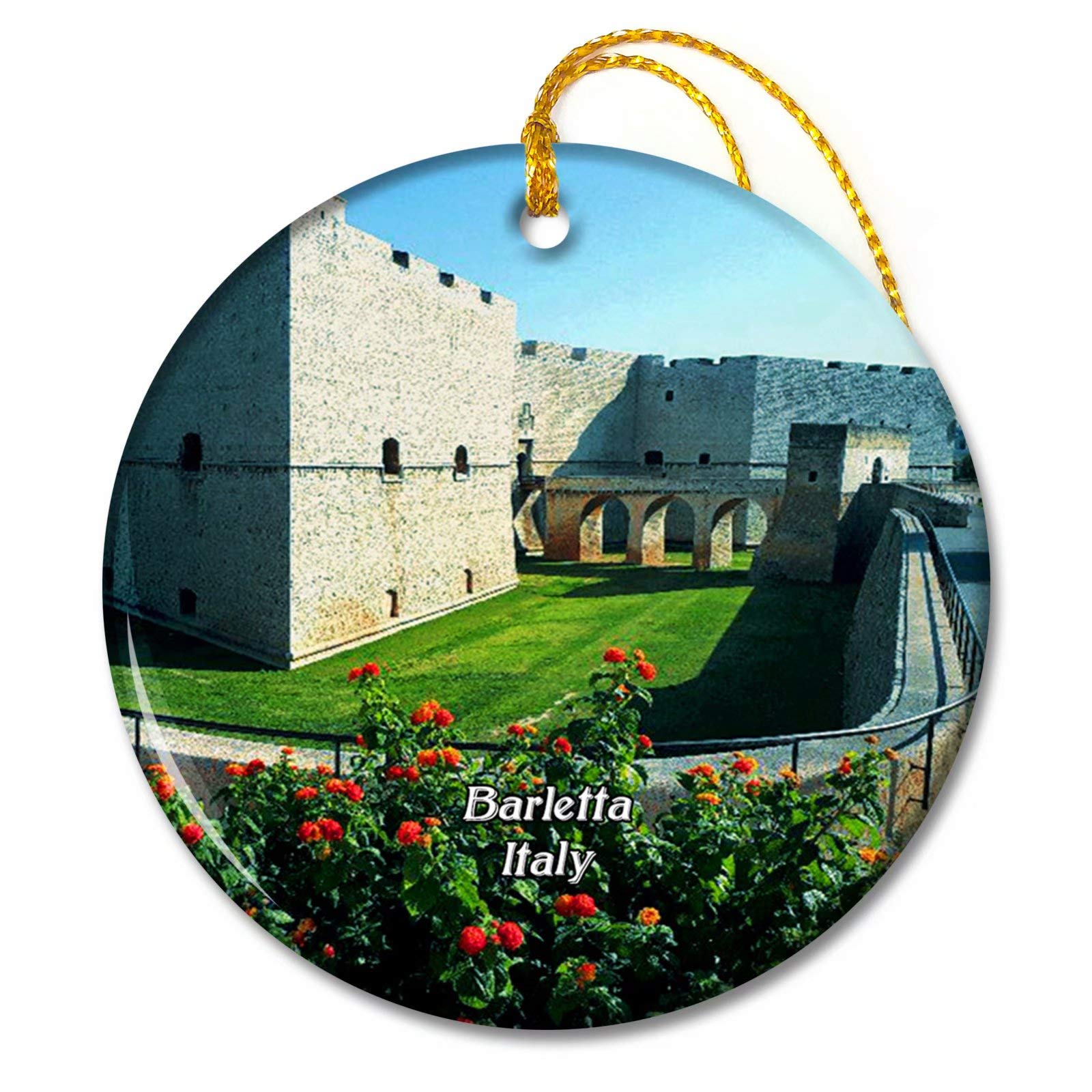 Umsufa Italy Barletta Castello Svevo Christmas Ornaments Ceramic Sheet Travel Souvenir Gift