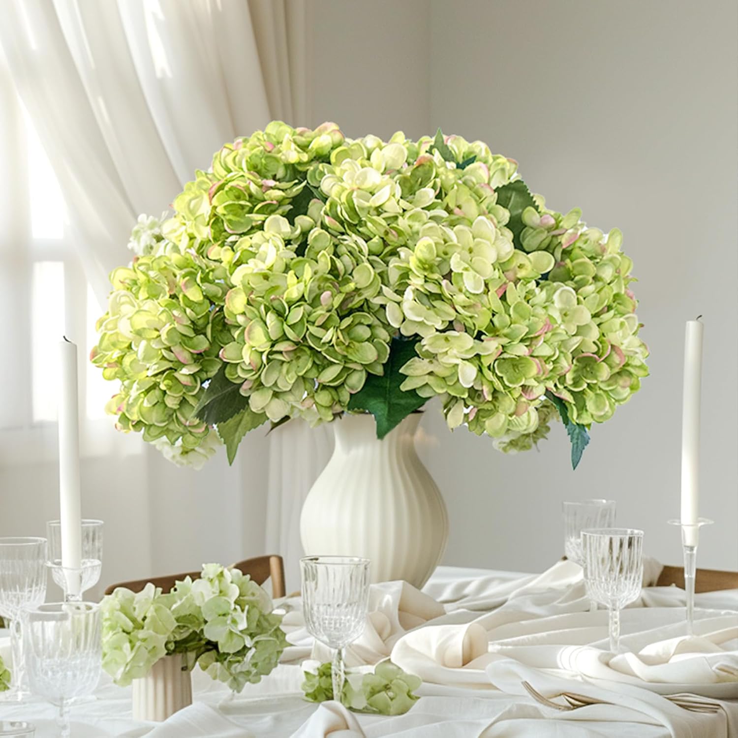 10PCS Faux Hydrangea Flower Hydrangea Artificial Flowers Hydrangea Bouquet Faux Flower Table Centerpieces for Home Wedding Bridal Bouquet Office Party DIY Floral Decor - Image 4
