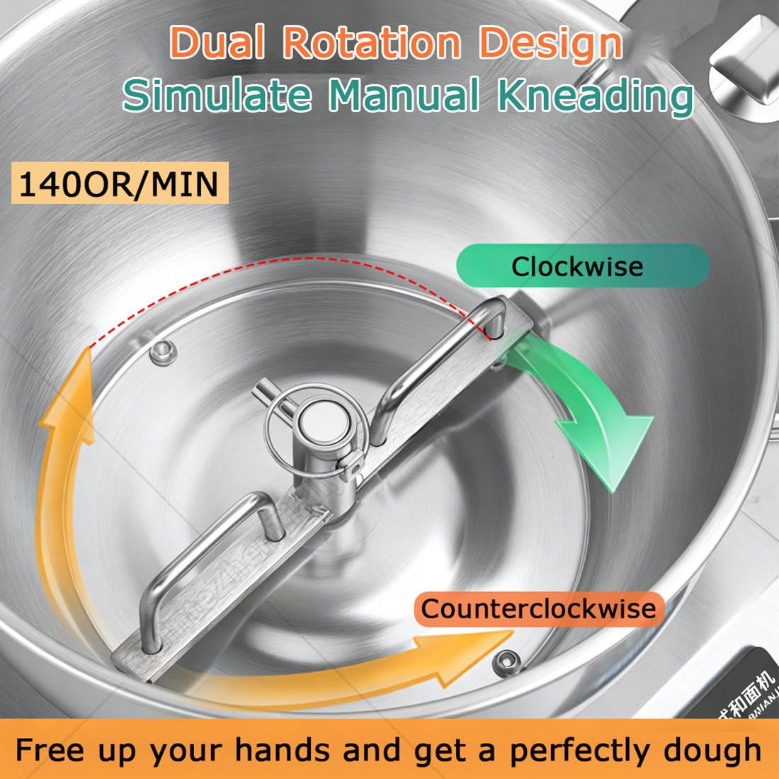 Impastatrice Spirale Professionale,2200w Frullatore Commerciale Impasto,1400 Giri/Min Impastatrice Elettrica Doppia Rotazione,Timer 0-30 Min,per Panetteria,Ristorante,Pizza Pane 8kg