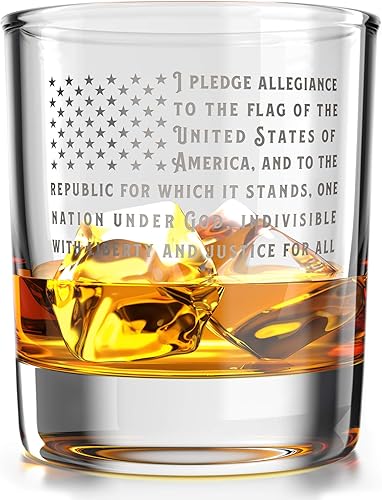 Pledge of Allegiance Bandera Americana Old Fashioned Whiskey Rocks Bourbon Glass Capacidad de 10 oz Fabricado en los Estados Unidos Pledge of Allegiance Bandera Americana Old Fashioned Whiskey Rocks Bourbon Glass Capacidad de 10 oz Fabricado en los Estados Unidos