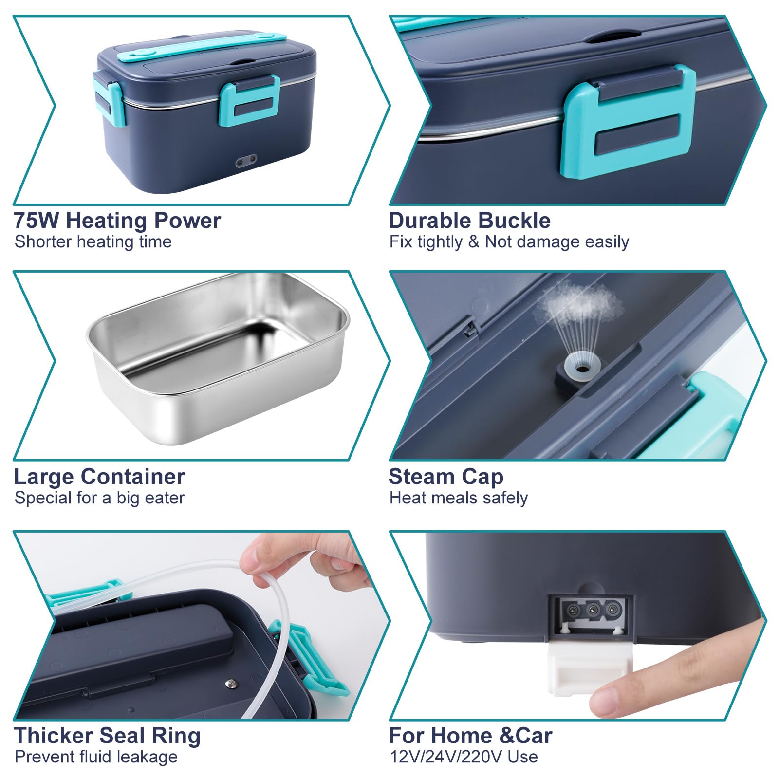 Romon Elektrische Lunchbox 1,8L – 3-in-1 Heizfunktion Für Auto, LKW & Büro