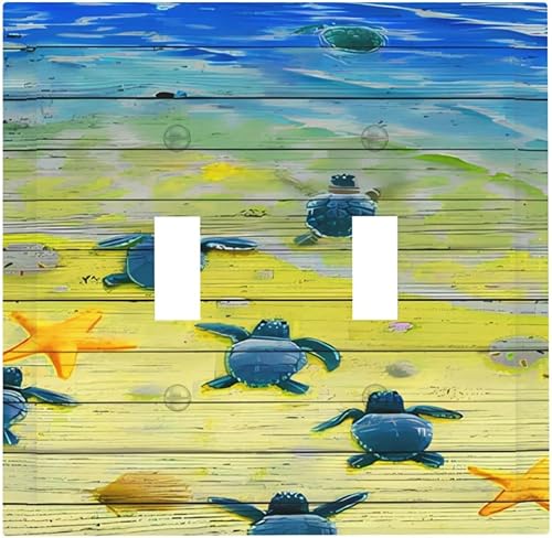 Miniatura 58 de Deep Blue Sea Turtles 1 Gang Outlet Covers Duplex Receptáculo Placa de pared Decorativa Eléctrica Placa Delantera Interruptores de Luz para Cocina