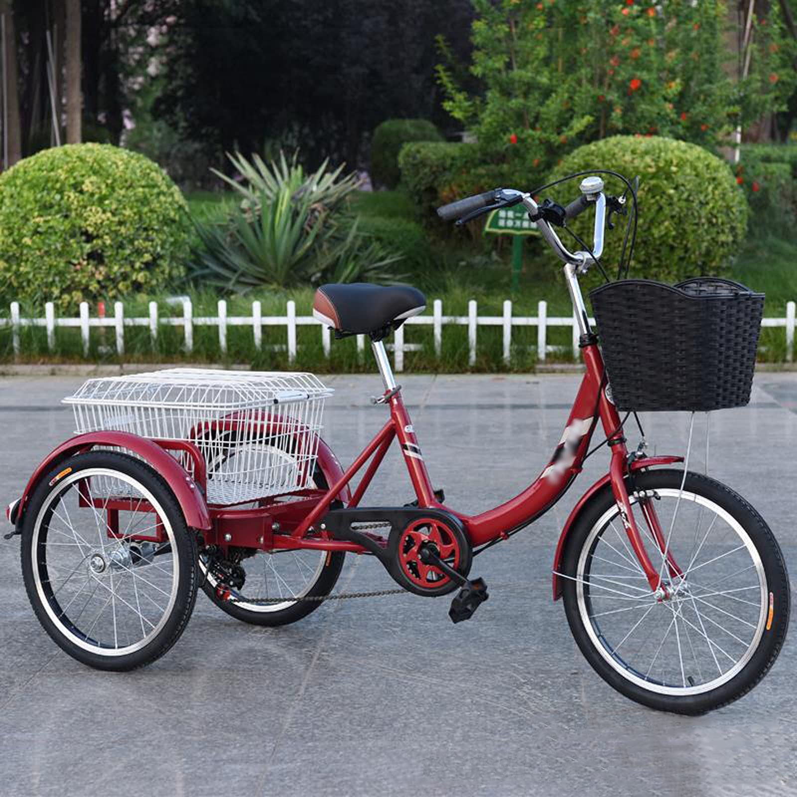 Bici a Tre Ruote Triciclo Adulti, Bicicletta 20 Pollici, Bicicletta Crociera a 6 velocità con Ampio Cestino, Bici comode, Bici Svago, Shopping, Picnic, Esercizio, Ciclismo Uomo e Donna, pedalata
