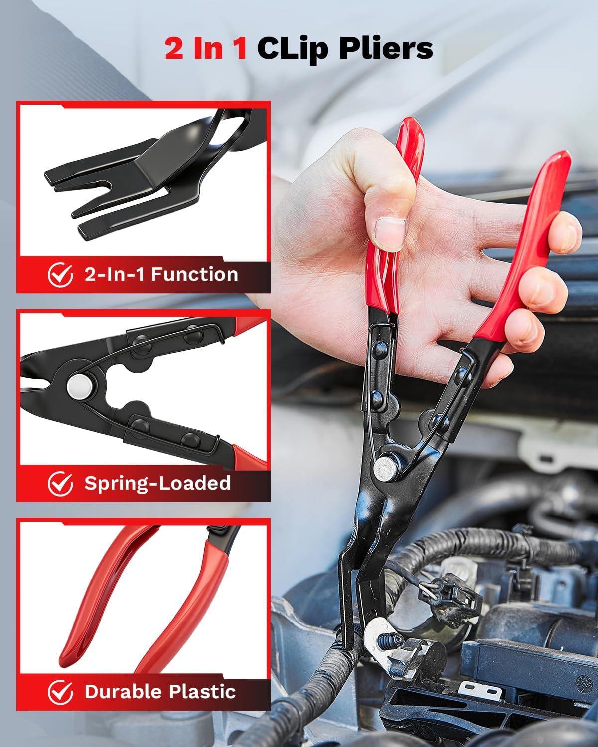 Saker Electrical Disconnect Pliers Electrical Connector Removal Tool – 5PCS Automotive Hose Clamp Tool Set for DIY Car Owners, Safe Electrical Connector Removal, Tight Engine Bay Repair & Maintenance