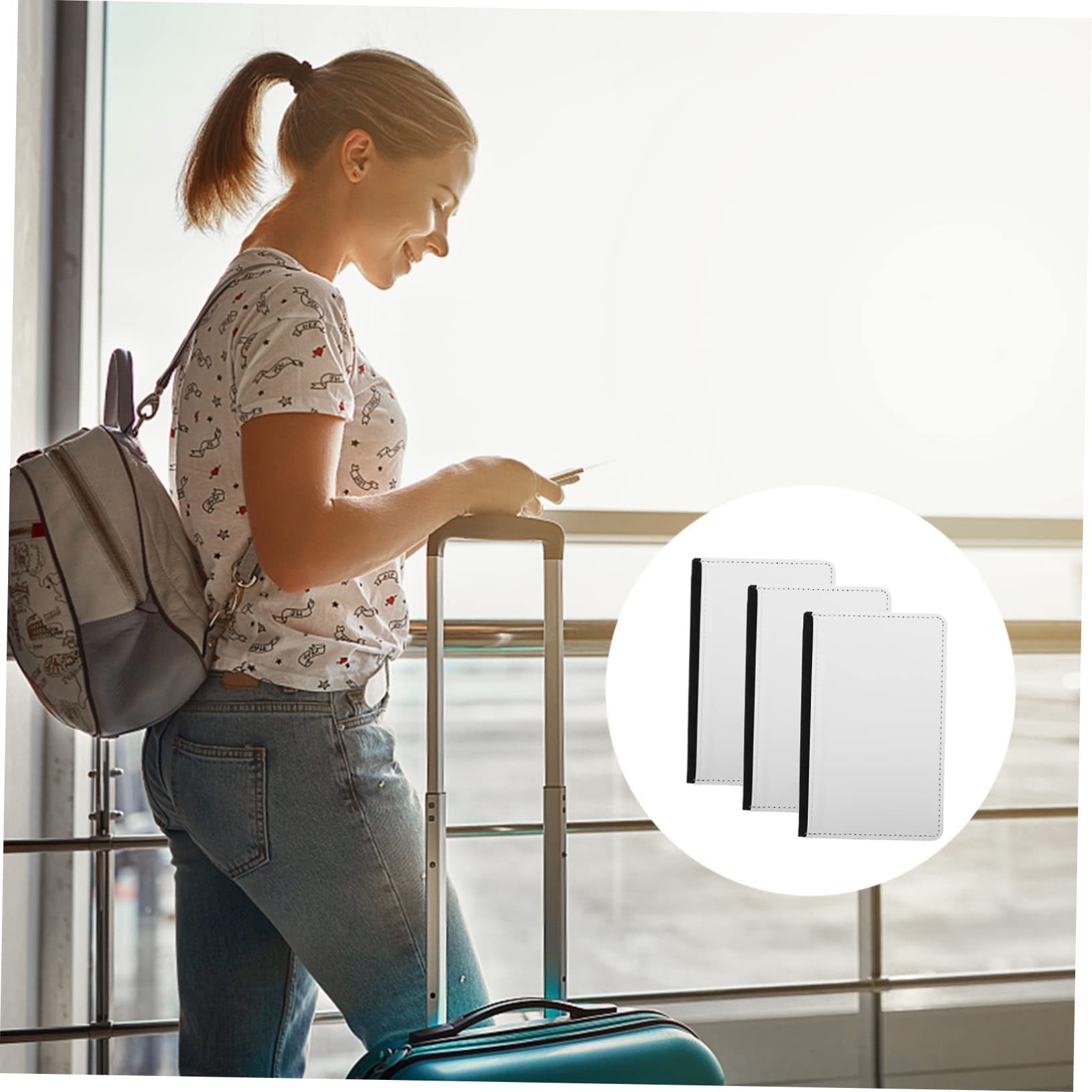 IMIKEYA Porta Documenti da Viaggio in Pelle Pu Nero Set 3 Pezzi Design Pratico e Custodia Elegante per Organizzazione Sicura di Passaporti