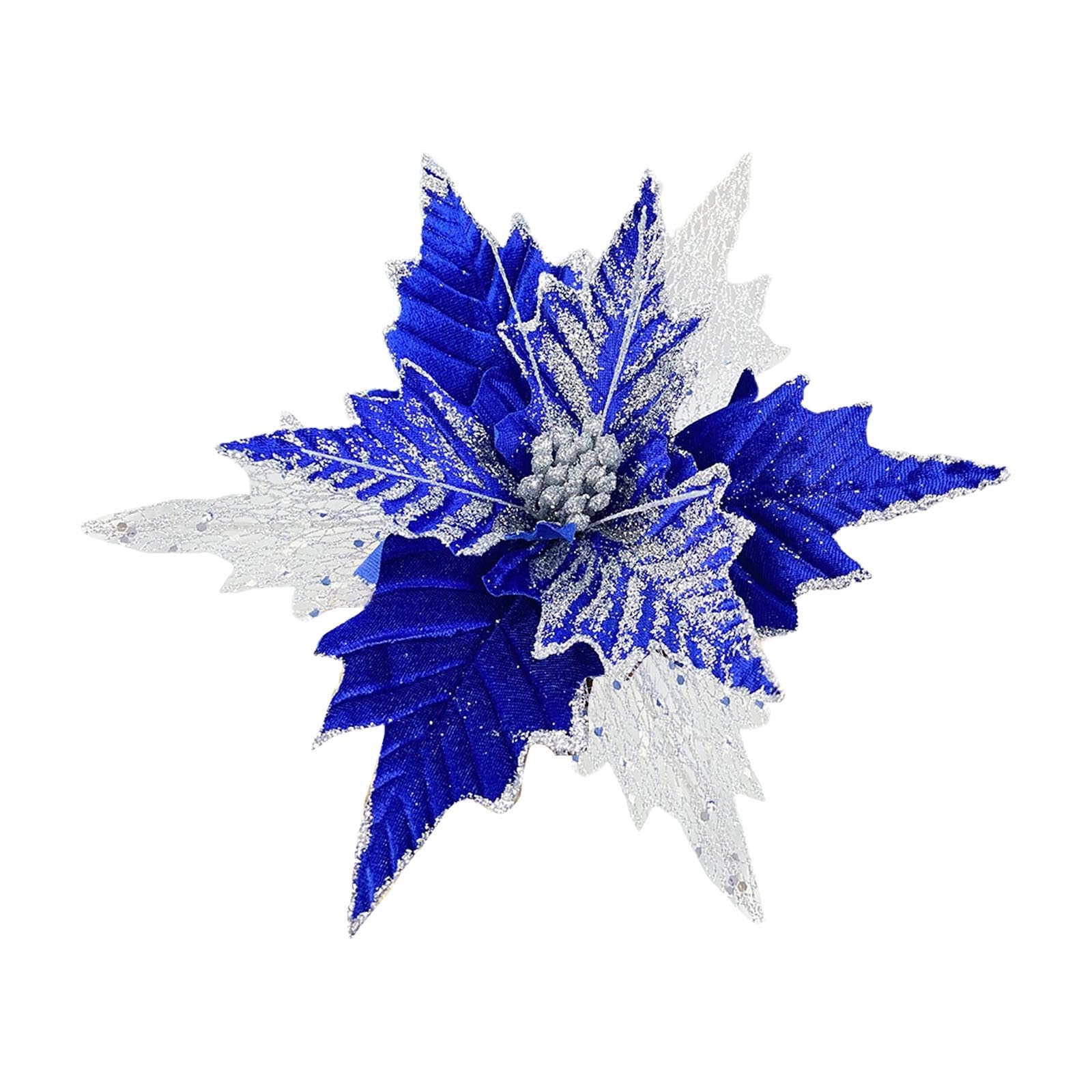 Amazon.de: Aphmeir 6 Stck glitzernde Weihnachtssterne Blumen, 20,3 cm blauer  Weihnachtsstern knstliche Weihnachtsblumen, Weihnachtsstern Dekor mit  Stielen fr Weihnachtsbaumschmuck, Urlaubsdekoration
