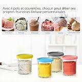 vione Remplacement des pintes et couvercles Ninja Creami Deluxe - 4 packs, 24 oz. Compatible avec les séries NC501, NC500 - Sans BPA, Lavable au lave-vaisselle, Couleurs assorties - 6