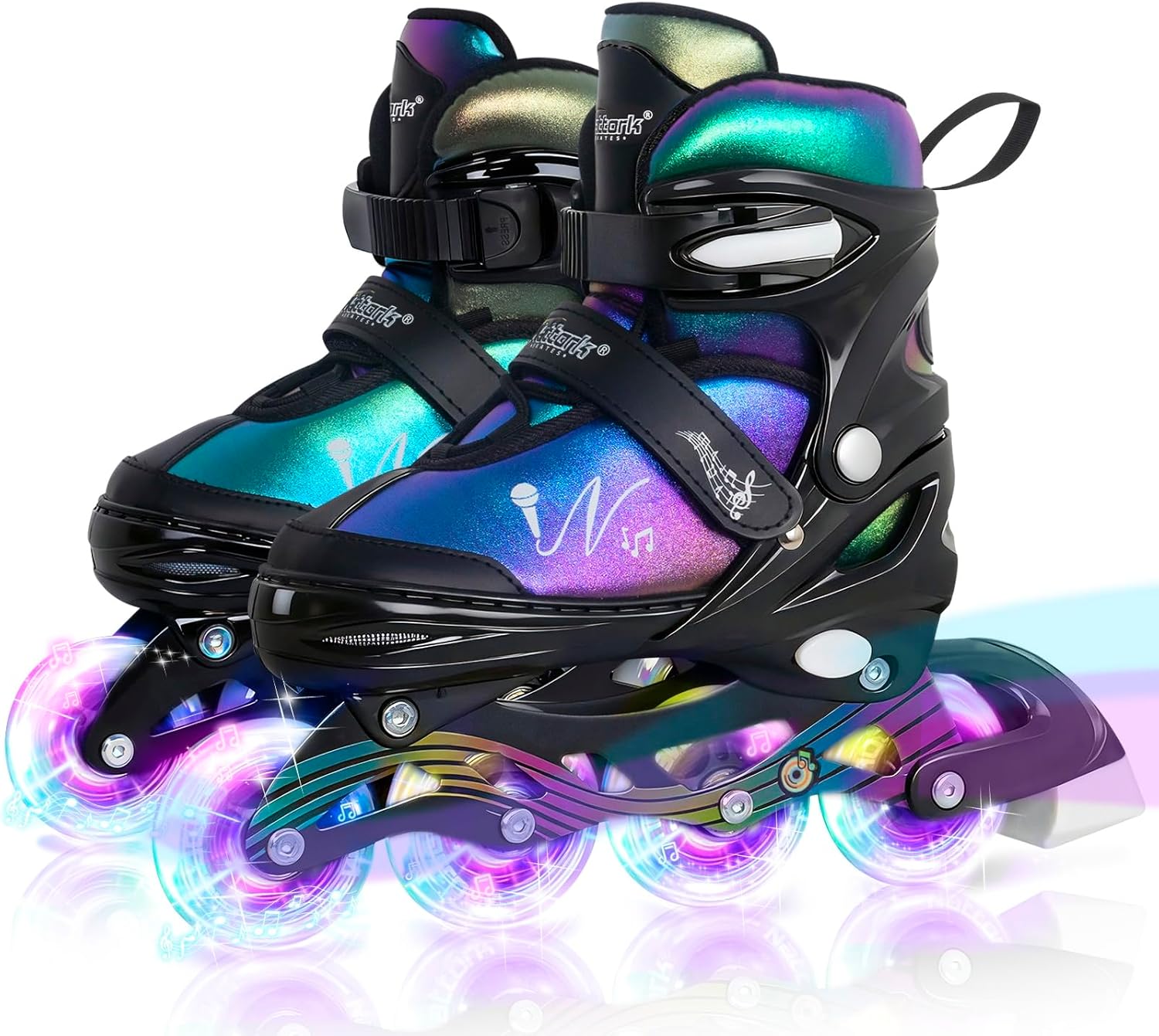 Nattork Adjustable Inline Skates for Kids Teens with Light-Up Wheels, Gradient Color Smooth Glide