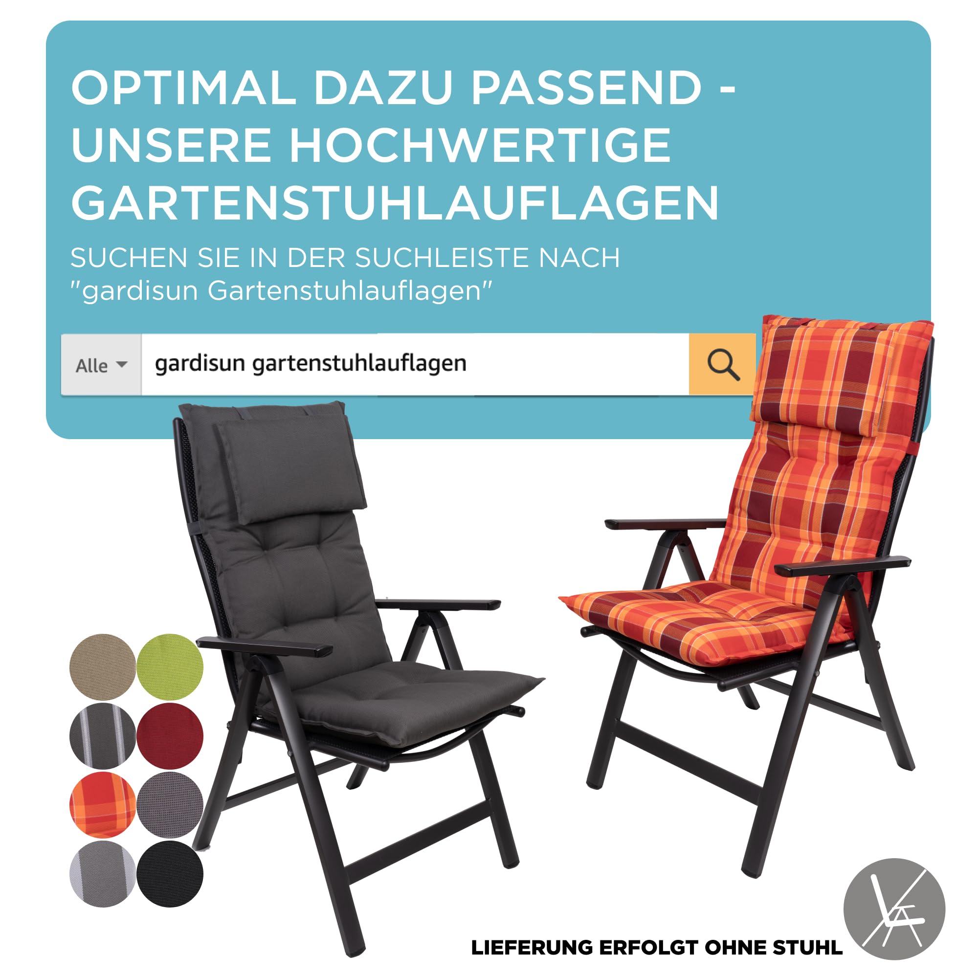 Hochlehner Gartenstuhl klappbar aus Aluminium, 2-Fach pulverbeschichtet, wetterfest, leicht, 5-Fach verstellbar, Made in EU, 2er Set, Anthrazit