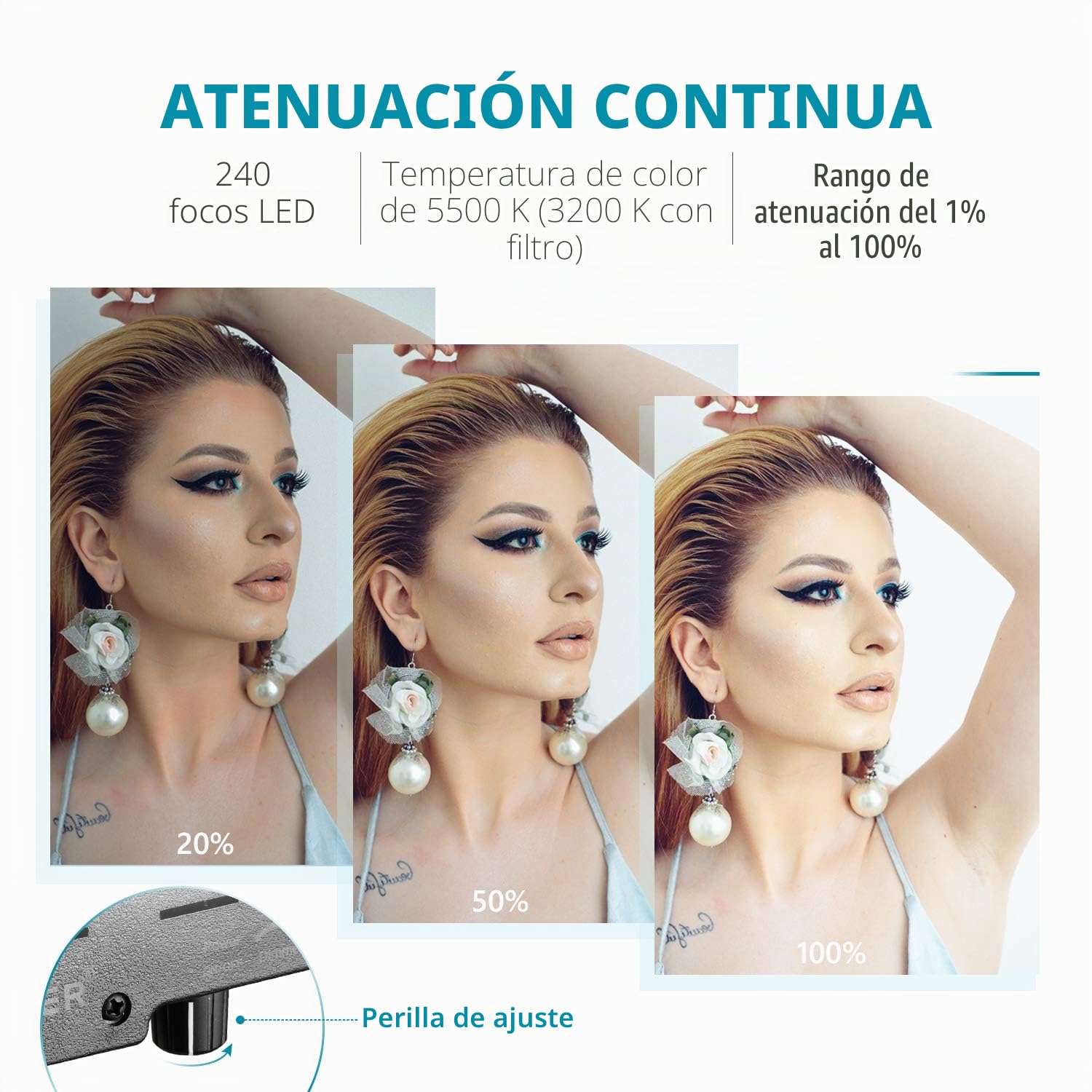 Neewer Anillo de Luz LED Regulable Iluminación Kit 48cm Exterior 52W 5500K Soporte de Luz Receptor para Teléfono Inteligente Youtube Autorretrato de Grabación