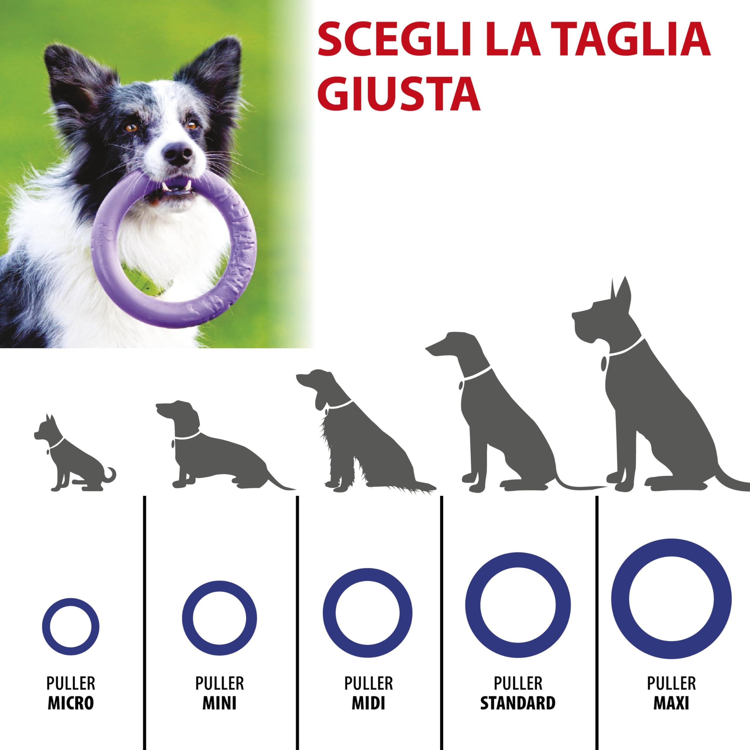 Ferplast Gioco Cane, Anello Addestramento Cani da Masticare, per Corsa, Salto, Tiro, Materiale Robusto Atossico, Galleggiante, PULLER MAXI, Giochi per Cane Grande, 1 Anello Fitness