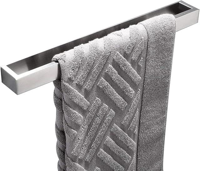 Flybath Small Towel Rail for Bathroom Kitchen SUS 304 Stainless Steel Wall Stick on Towel Ring Holder Storage Rack Self Adhesive 40 CM / 16 Inch, Brushed