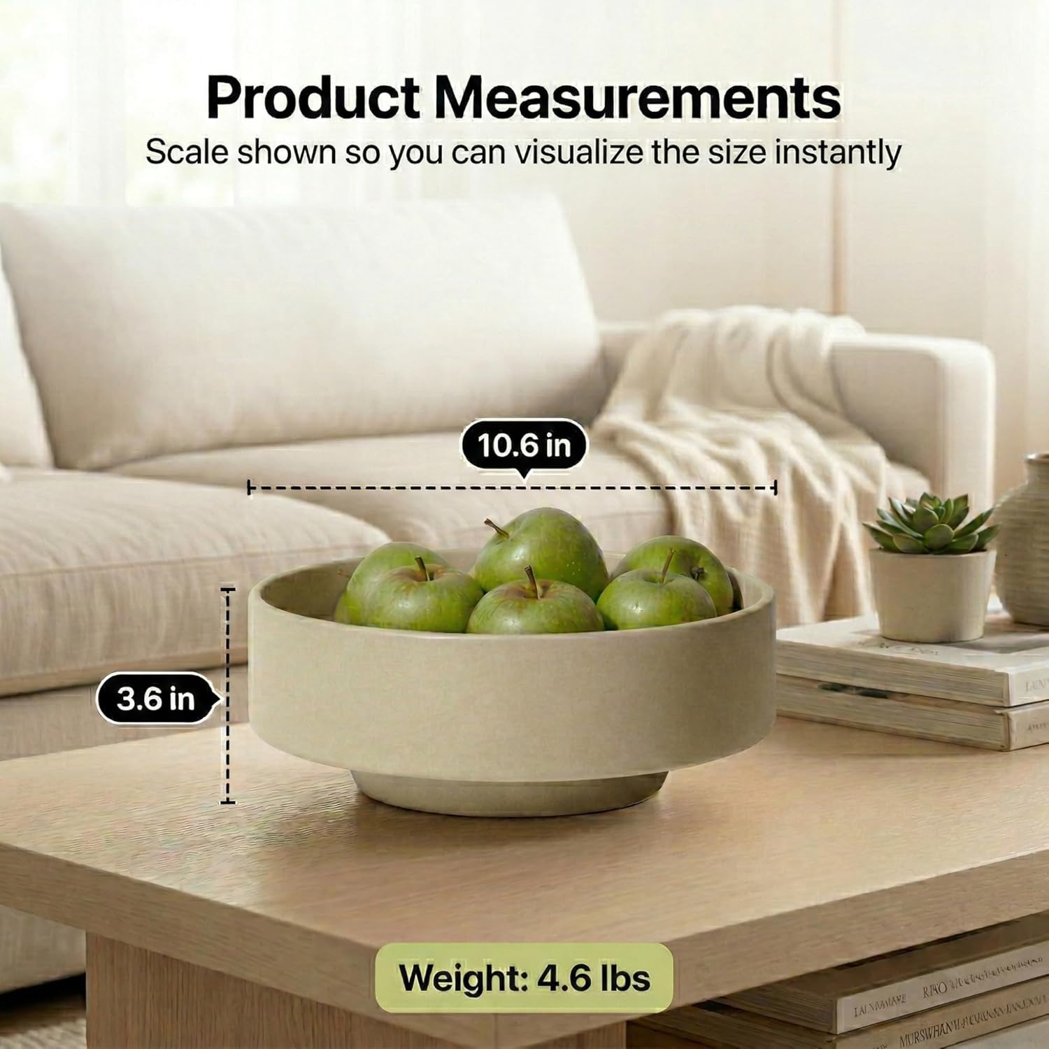 Fruit Bowl Decorative Centerpiece – Large Modern Resin Pedestal Bowl for Kitchen Counter, Dining Table & Home Decor