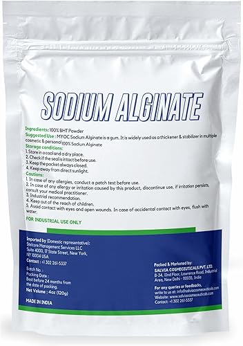 Miniatura 2 de Myoc Alginato de sodio -120 g (4.23 oz), polvo de alginato de sodio puro, alginato de sodio para teñido anudado, alginato de sodio para moldes,