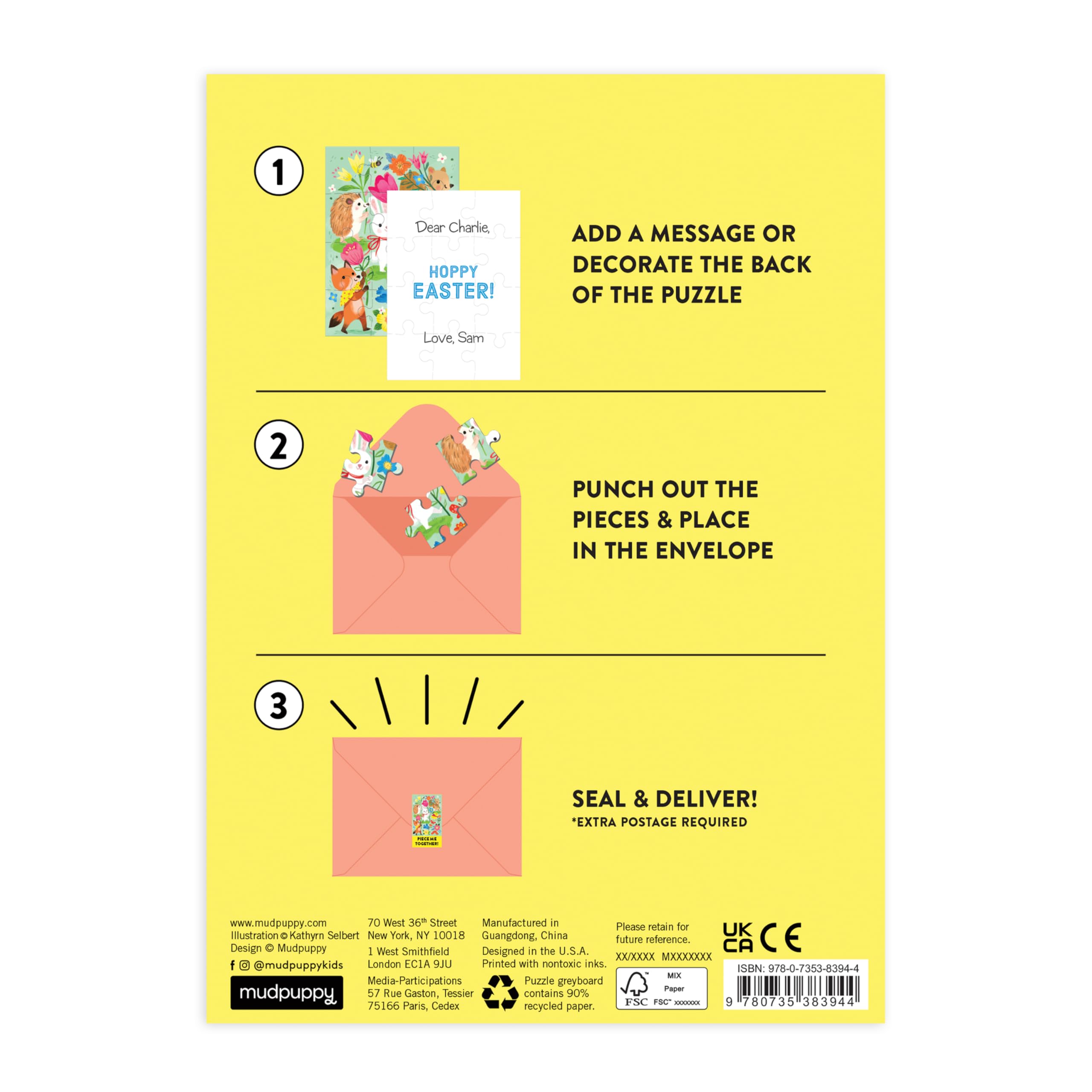 Mudpuppy Hoppy Easter - Bunny Rabbit Easter Themed Greeting Card and Jigsaw Puzzle Includes Color Coordinated Envelope and Sticker Seal - Image 3