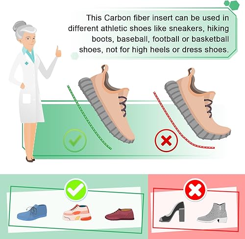 Miniatura 4 de Plantilla de fibra de carbono, Morton's Extension Orthotic, 1 par de insertos ortopédicos rígidos para zapatos ortopédicos para dedos del pie,