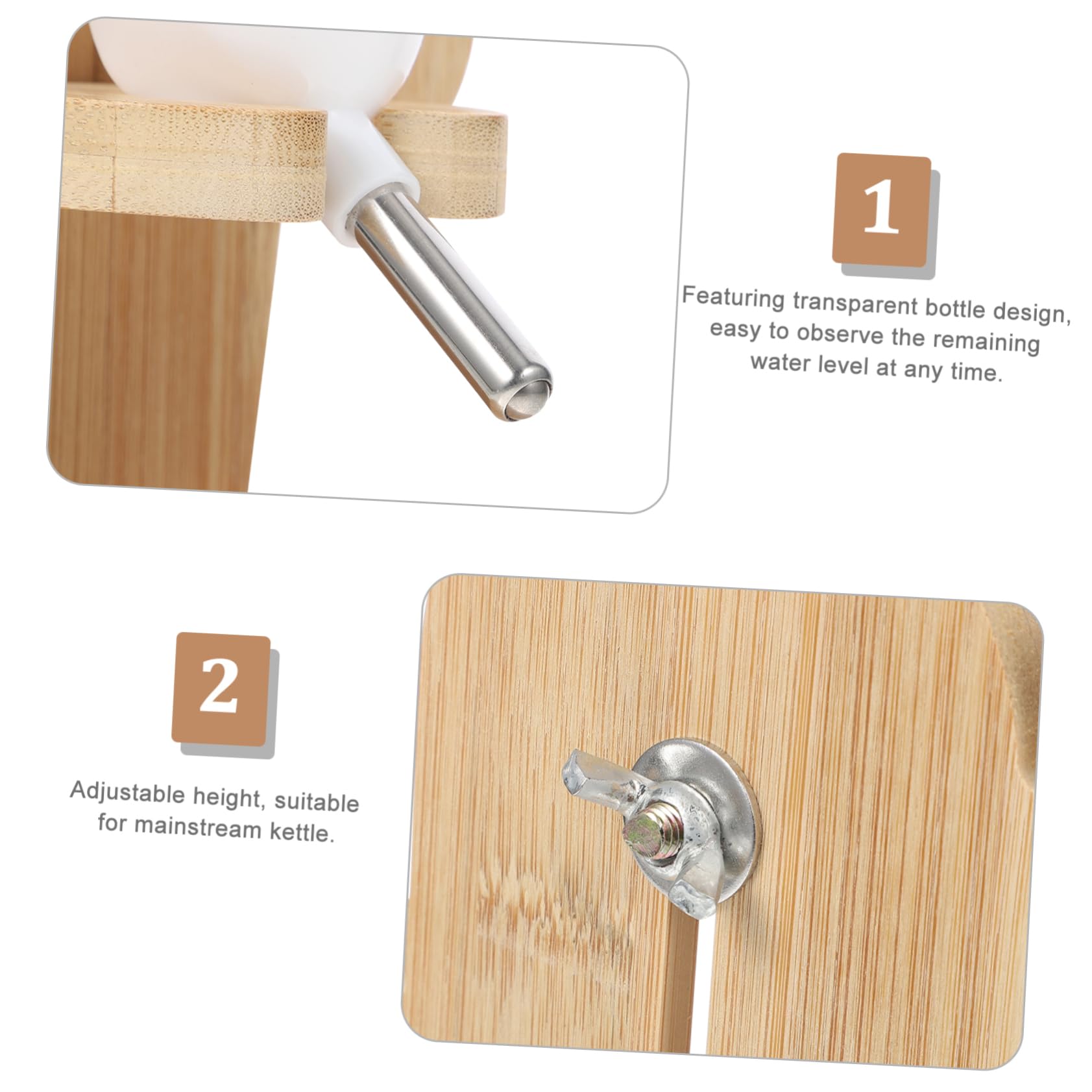 ERINGOGO Abreuvoir pour Chinchilla et Petits Animaux en Bois et Plastique, Bouteille Transparente Résistante à l'usure, Accessoire pour Cages et Fournitures pour Animaux