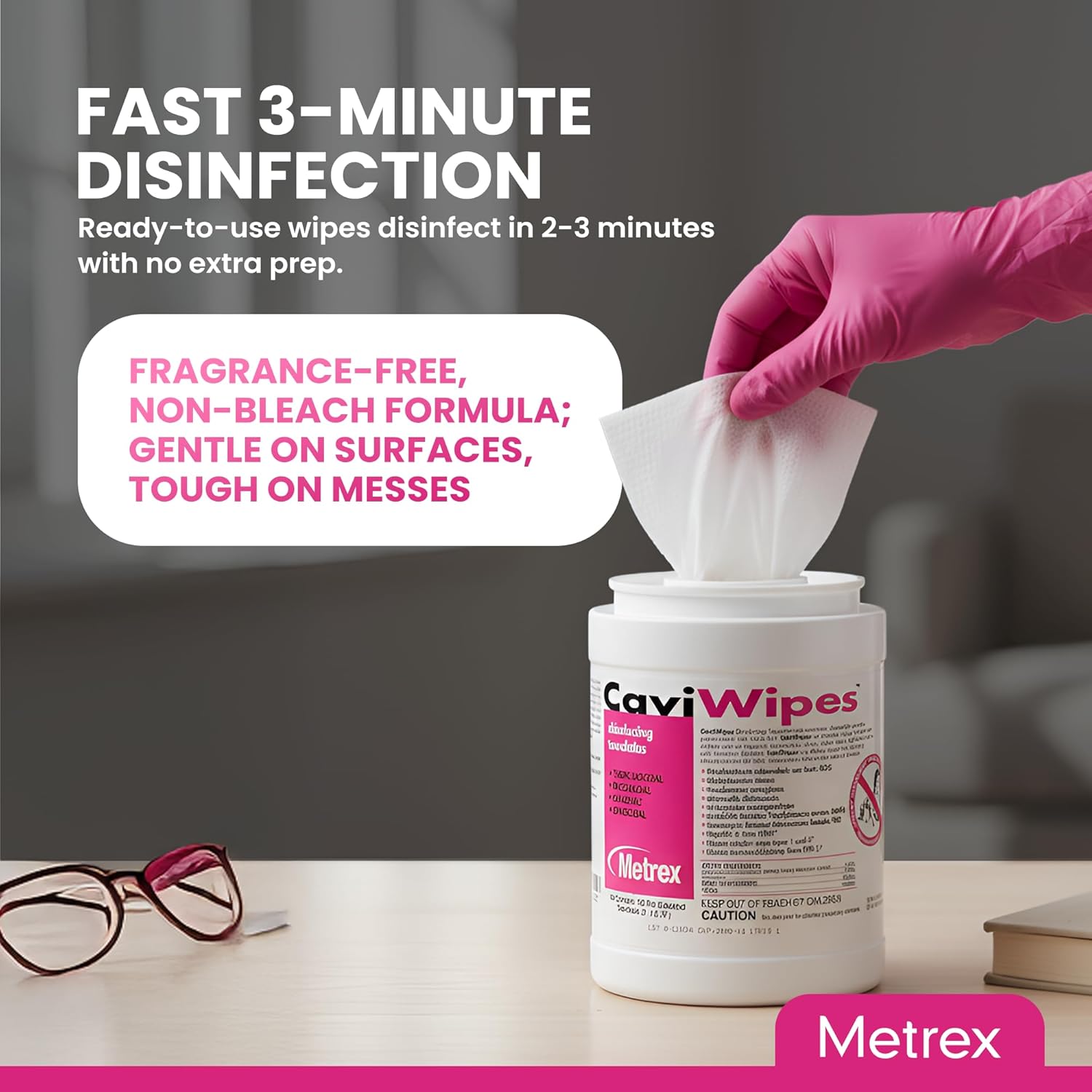 Metrex CaviWipes Disinfecting Towelettes, Pack of 12 – Durable Non-Woven Disinfecting Wipes for Hard, Non-Porous Surfaces in Healthcare & Laboratory Settings – Pre-Saturated with CaviCide, 13-1100