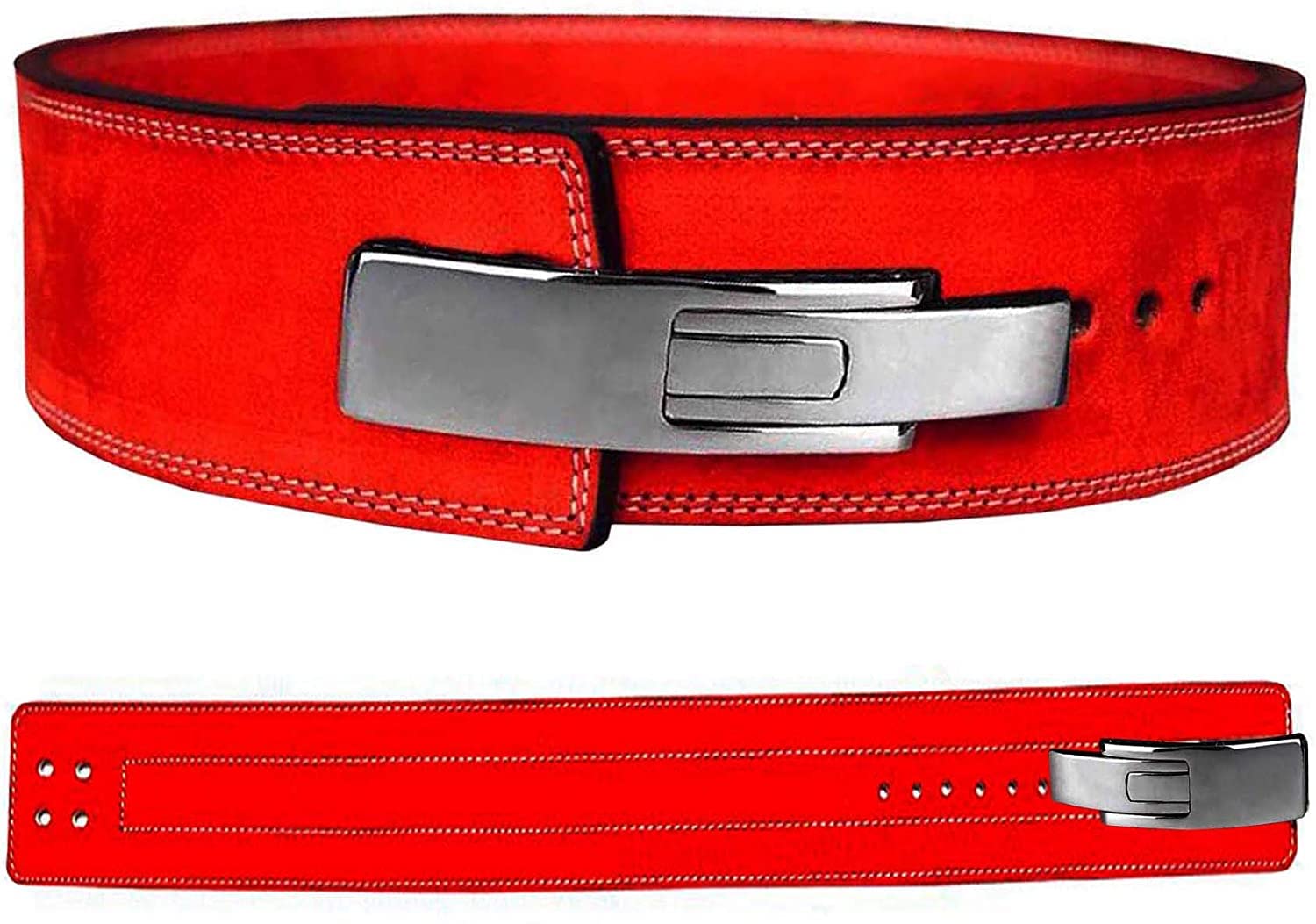 DREAM GEAR Weightlifting lever Belt Powerlifting Belts,gym belts,Strenght Belts 4 Inch 10-13 mm for Men and Women with stainless steel Lever Buckles S-5XL (XL-36-42 Inches waist, Red)