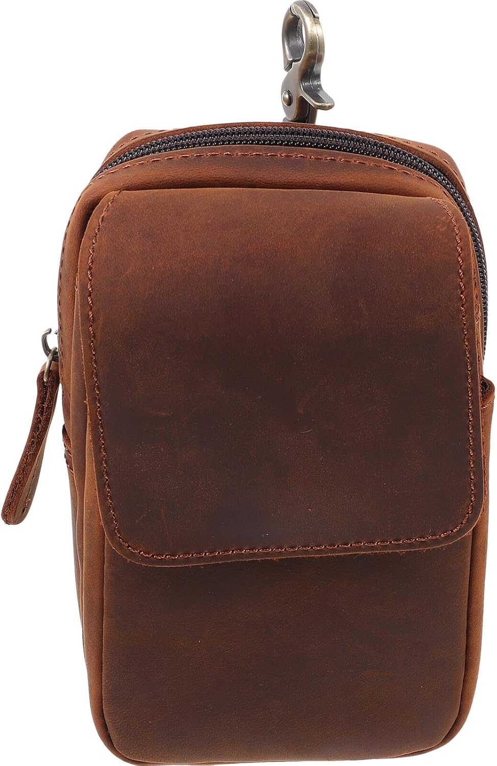 Alipis Men’s Outdoor Genuine Leather Cell Phone Waist Bag, Portable Multifunctional Mobile Phone Pouch, Retro Compact Waist Pack for Hiking and Worksite Use