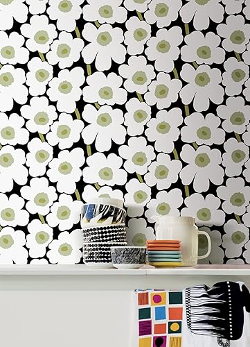 Miniatura 5 de MARIMEKKO Beige Pieni Unikko - Papel pintado autoadhesivo (autoadhesivo), color amarillo (MKS4495)